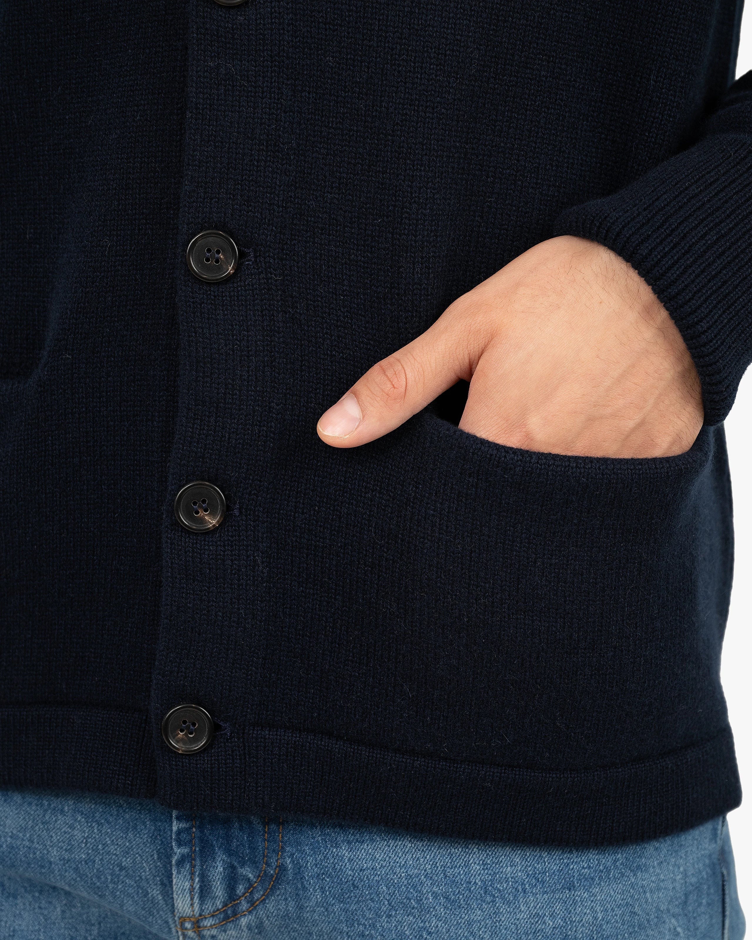 Men's Beacon Cardigan - Night Blue Cashmere