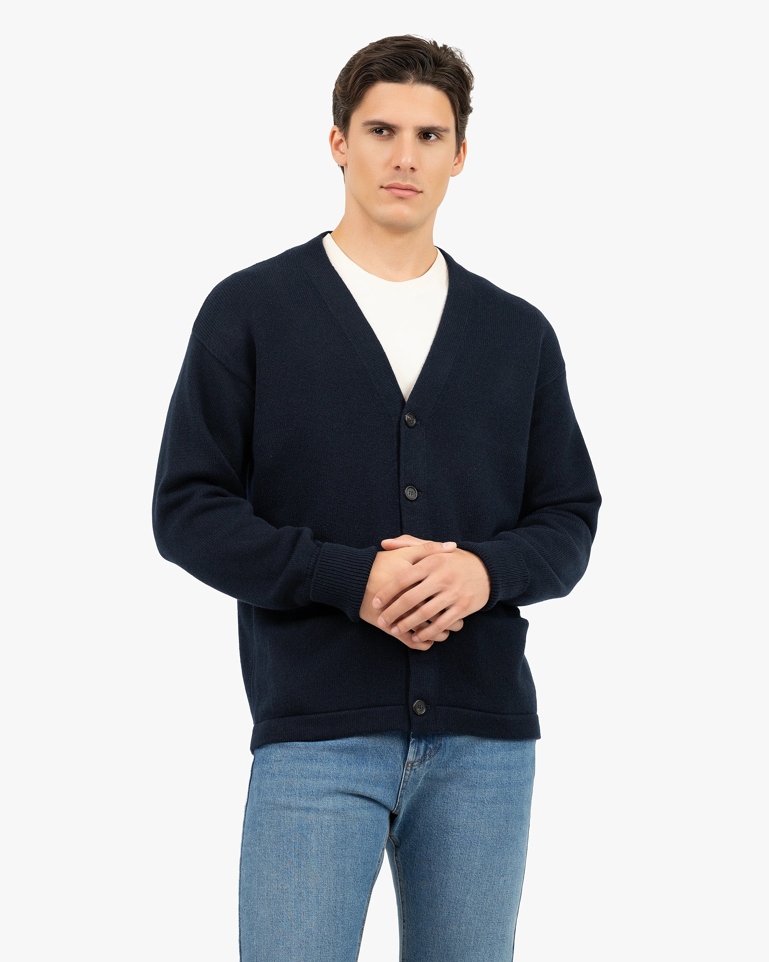 Men's Beacon Cardigan - Night Blue Cashmere