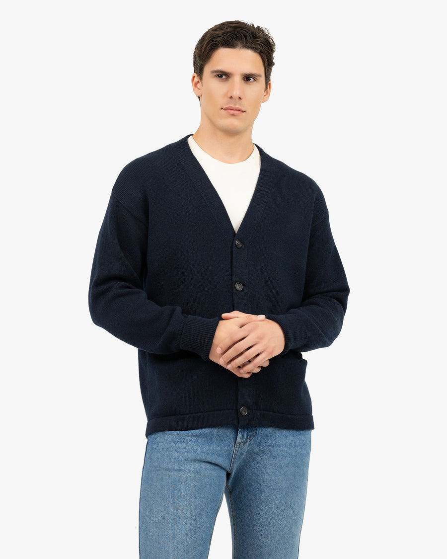 Men's Beacon Cardigan - Night Blue Cashmere