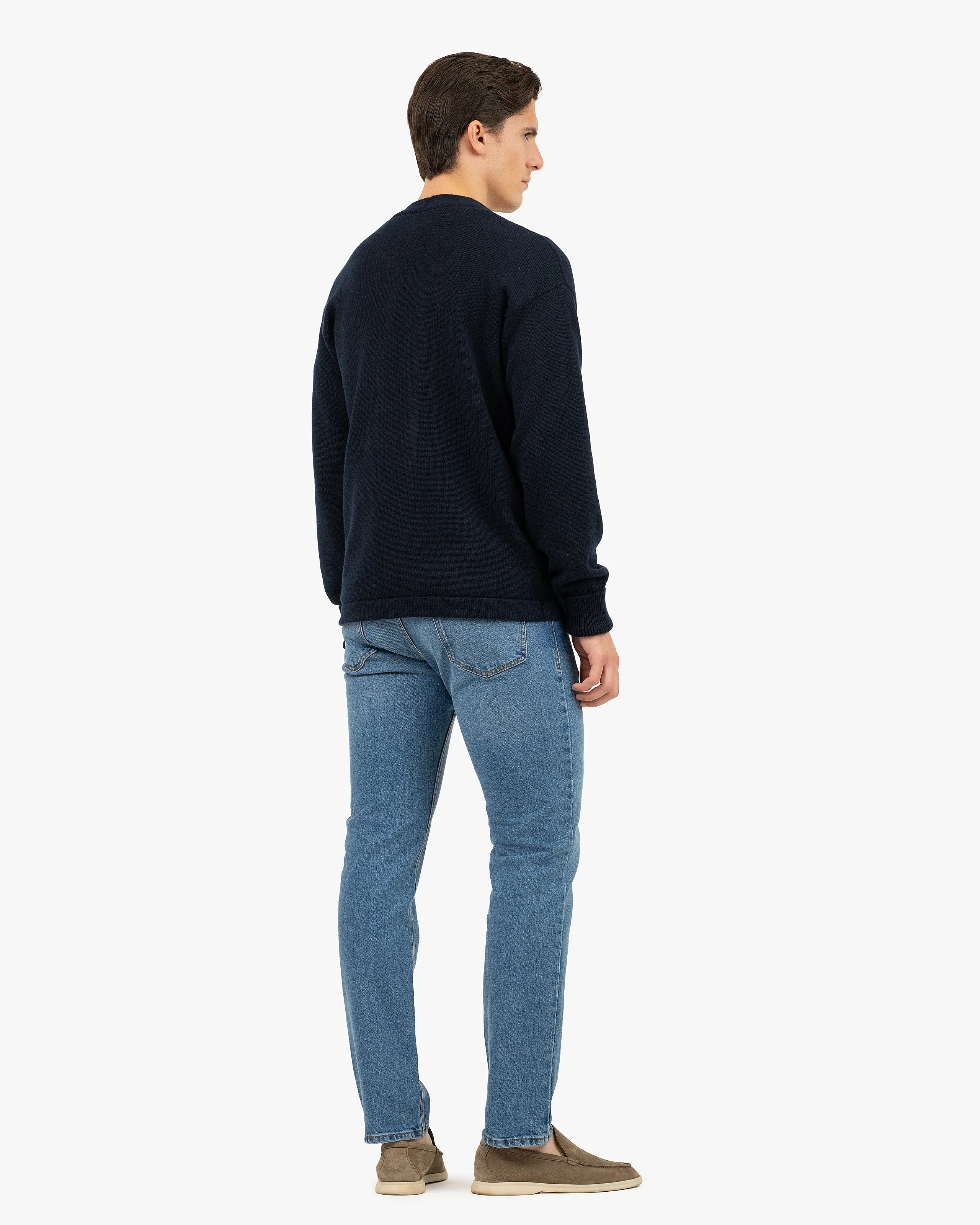 Men's Beacon Cardigan - Night Blue Cashmere