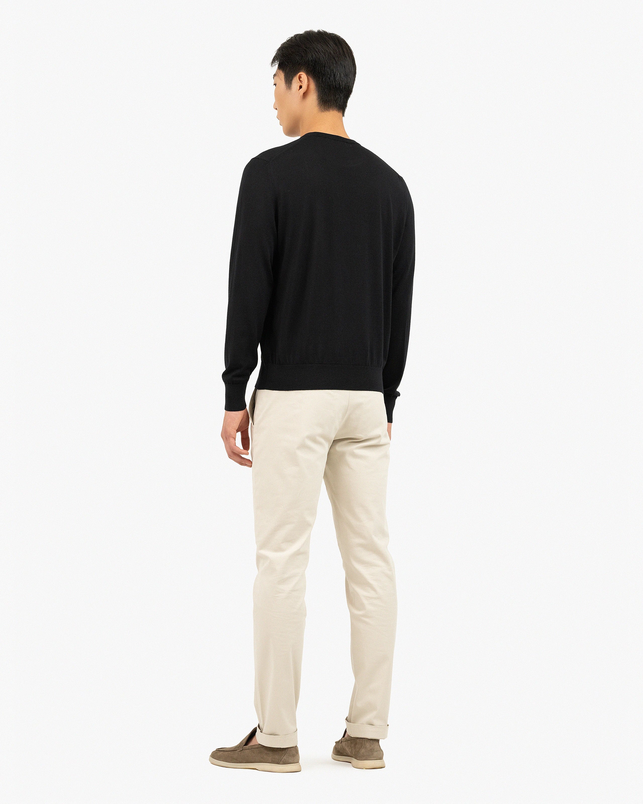 Men's Belmond Crew Neck Sweater - Black Merino Superfine