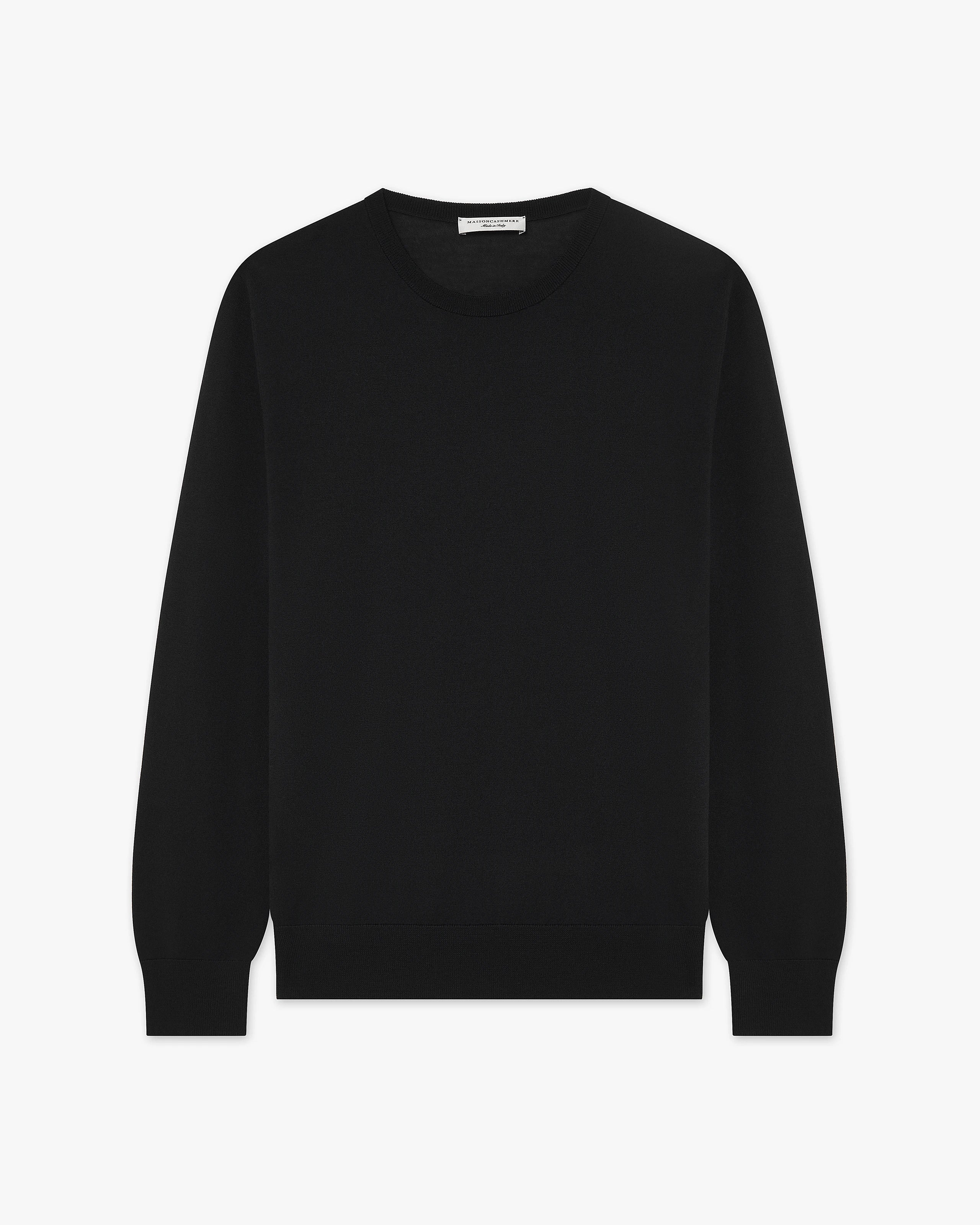 Men's Belmond Crew Neck Sweater - Black Merino Superfine