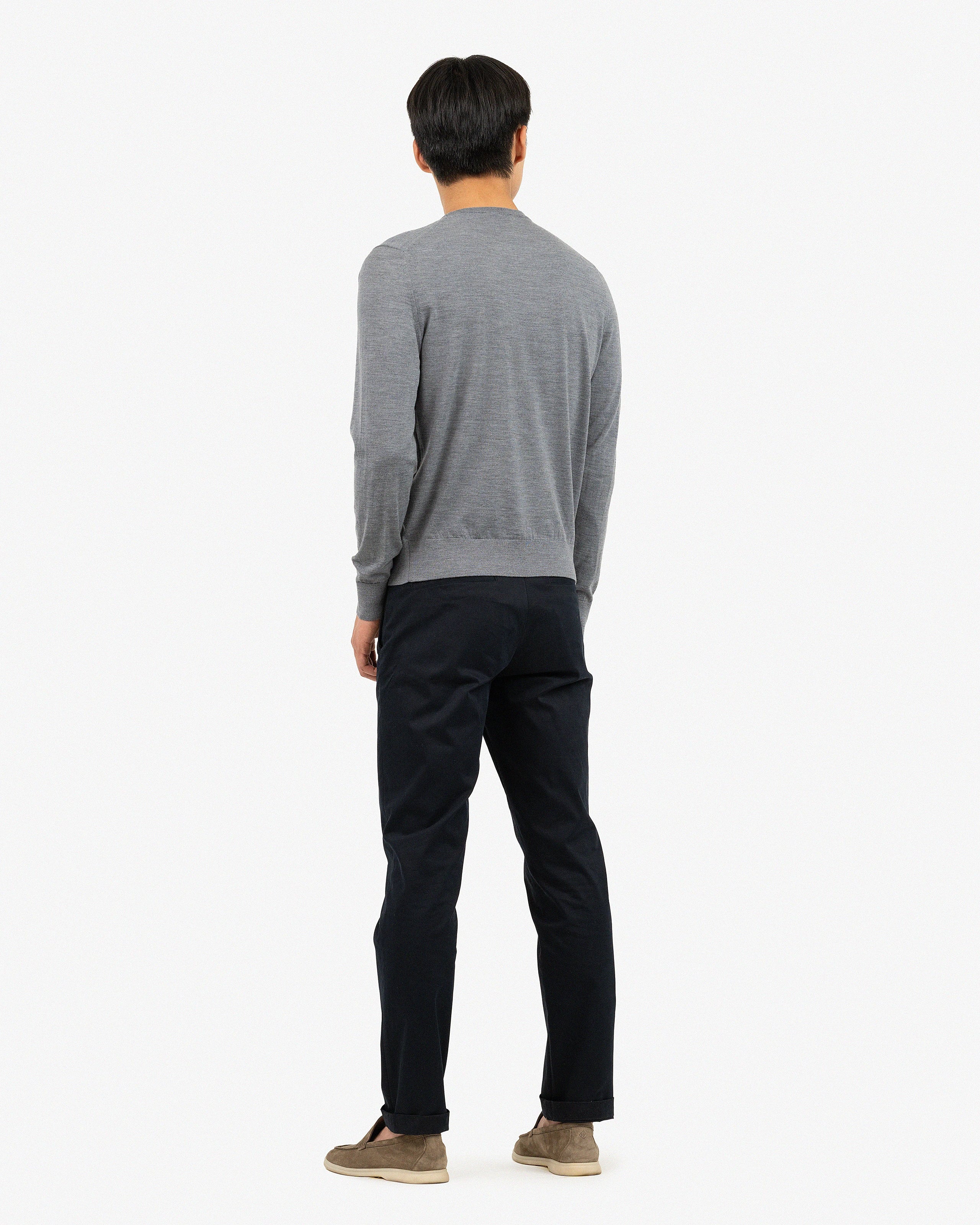 Men's Belmond Crew Neck Sweater - Grey Merino Superfine