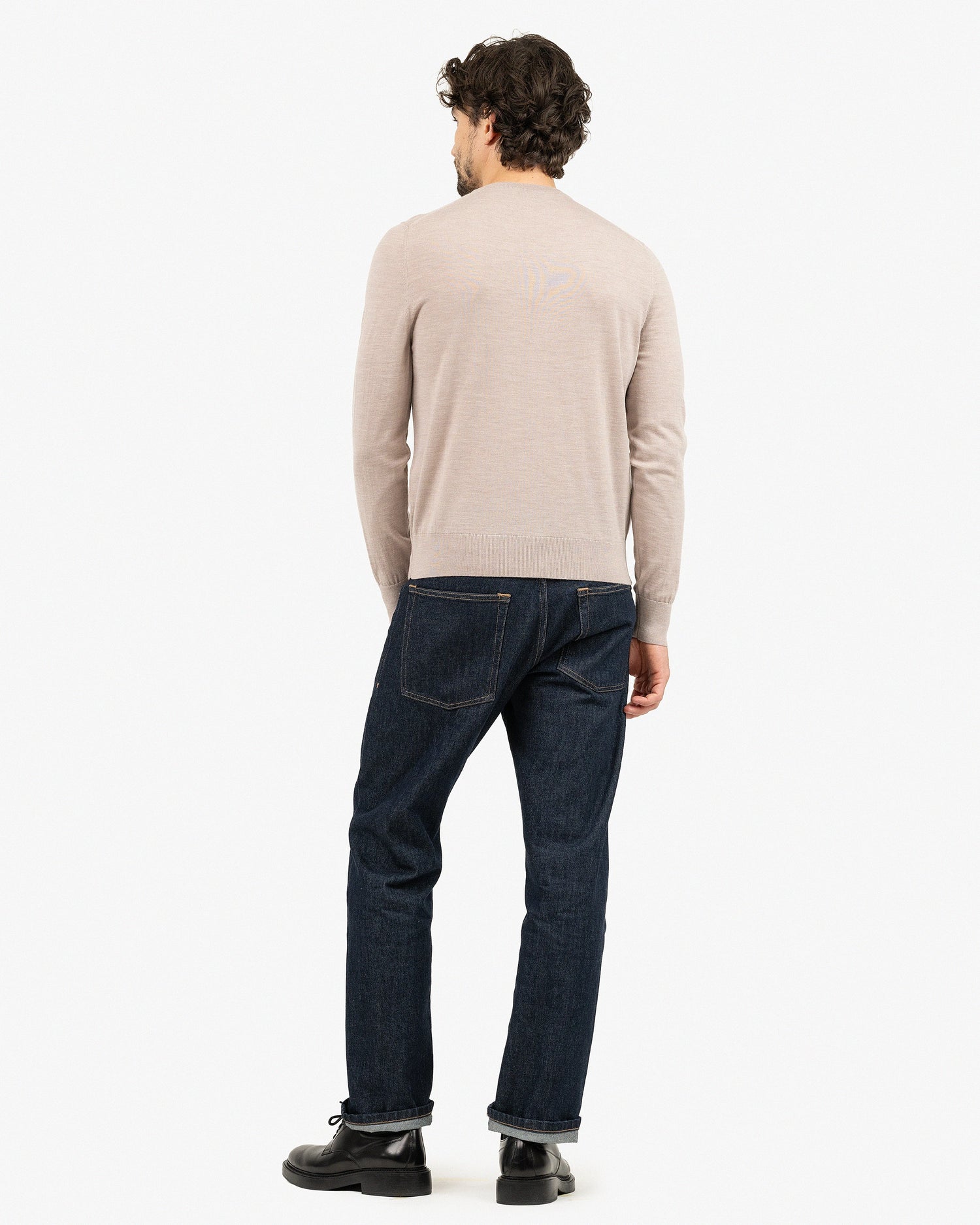 Men's Belmond Crew Neck Sweater - Beige Merino Superfine