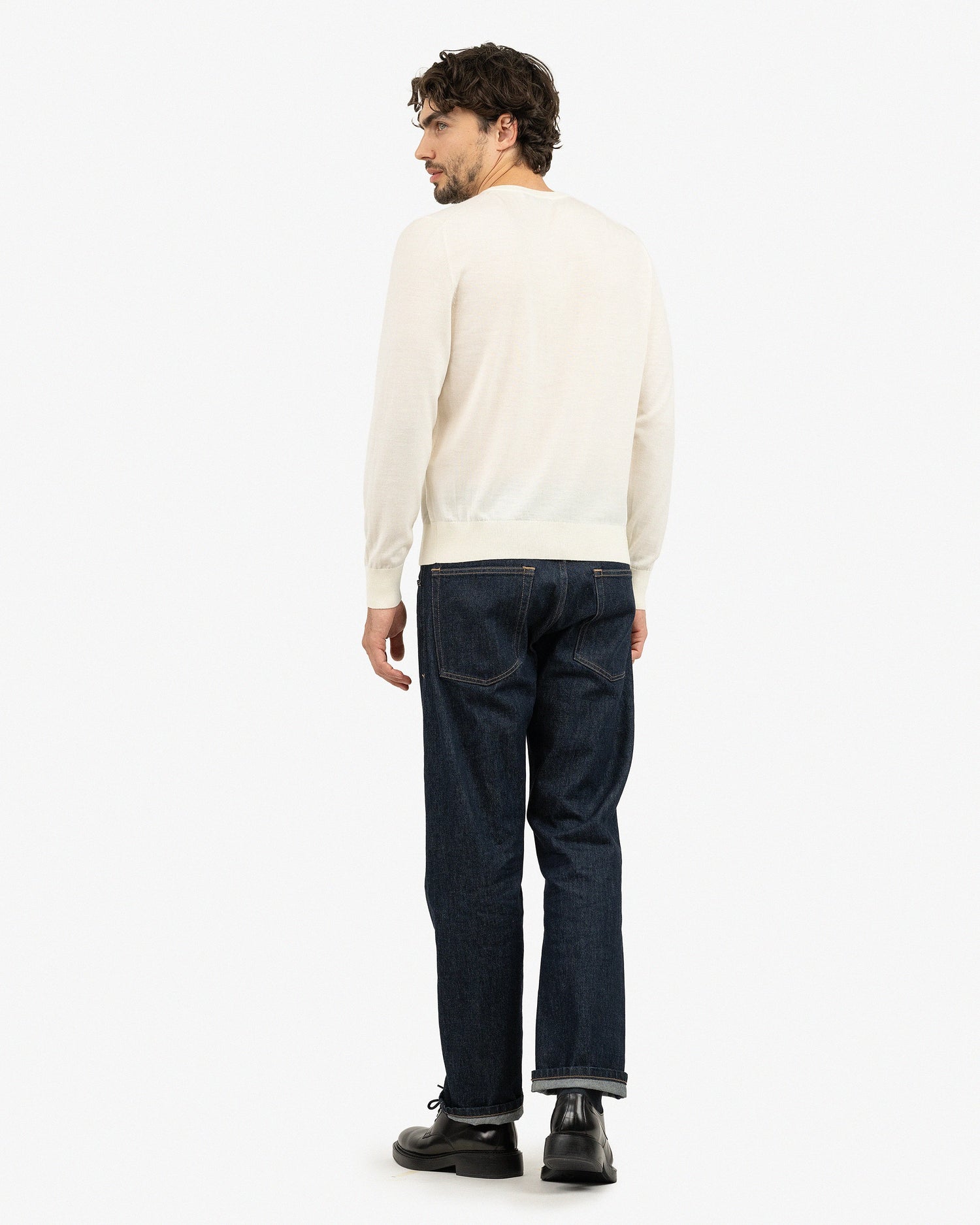 Men's Belmond Crew Neck Sweater - White Merino Superfine