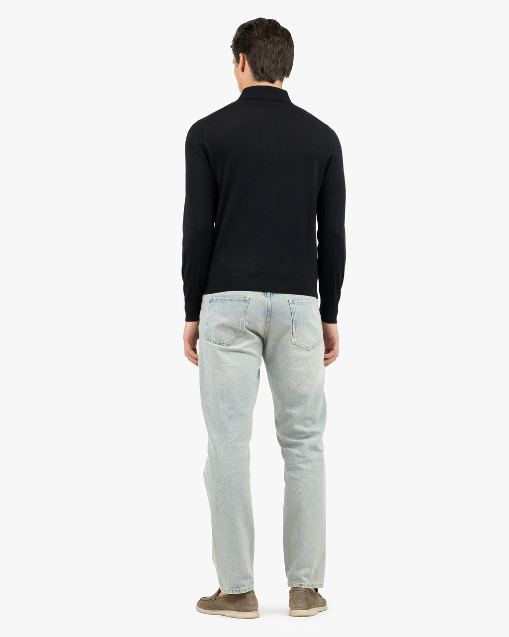 Men's Belmond Polo Sweater - Black Merino Superfine