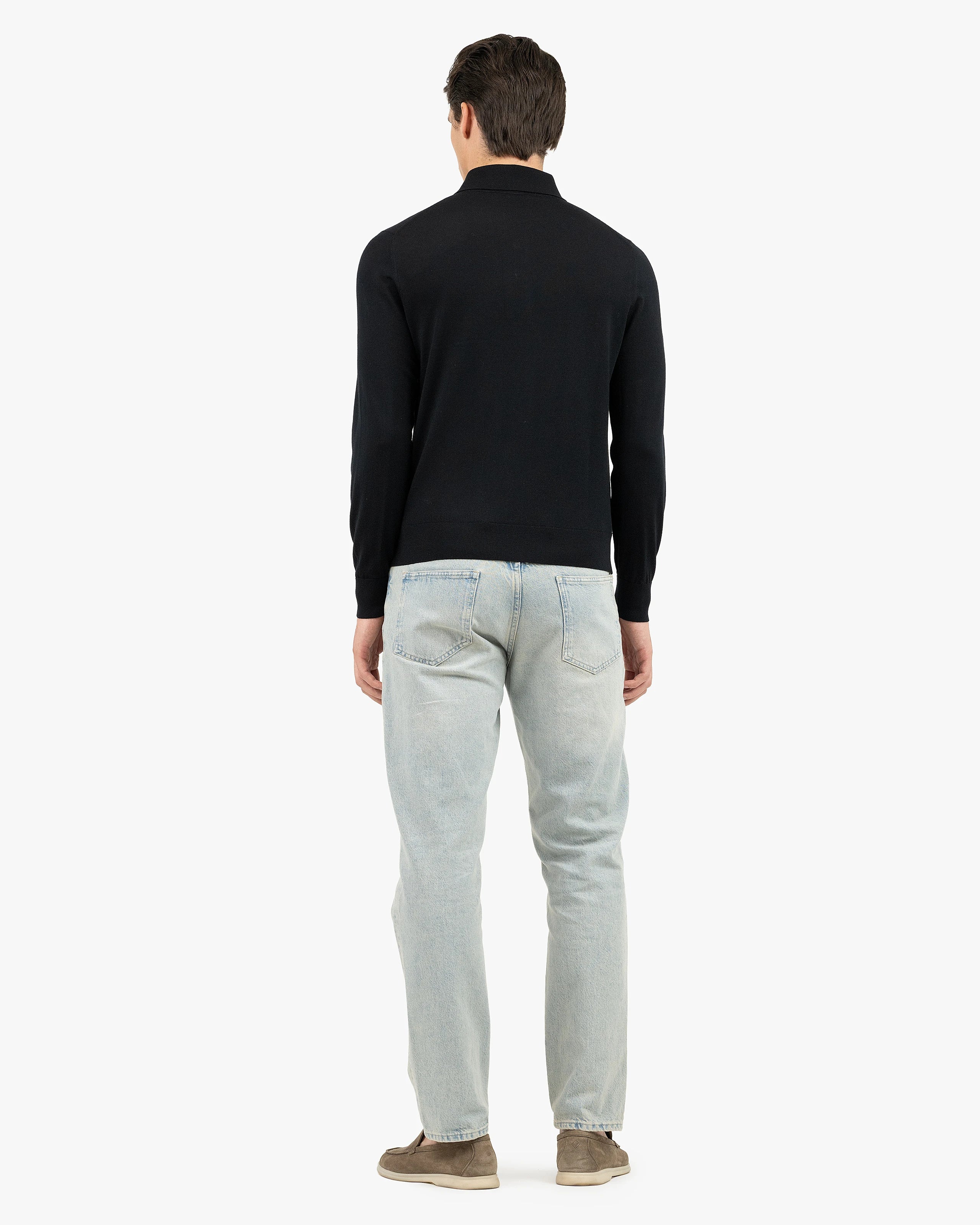 Men's Belmond Polo Sweater - Black Merino Superfine