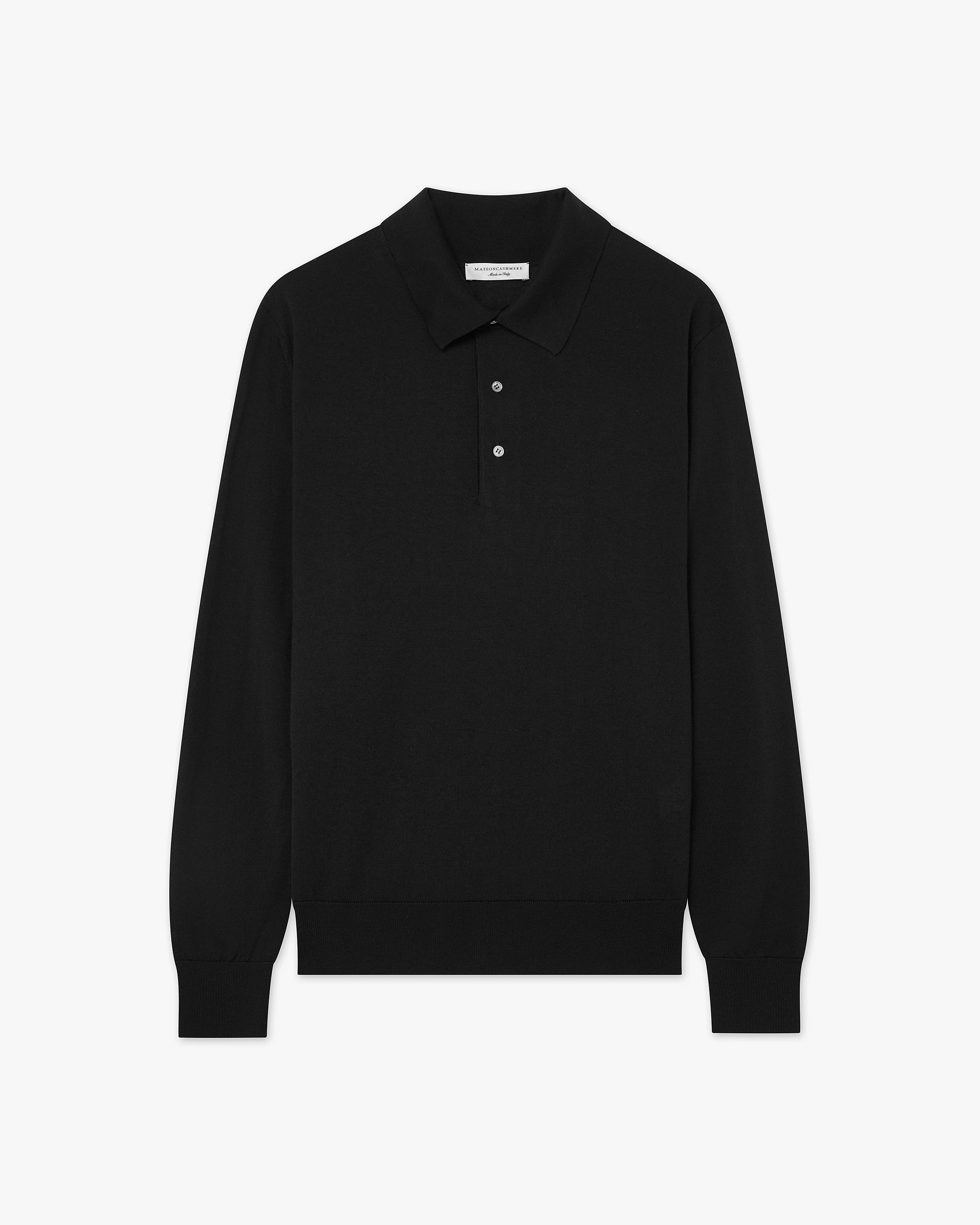 Men's Belmond Polo Sweater - Black Merino Superfine