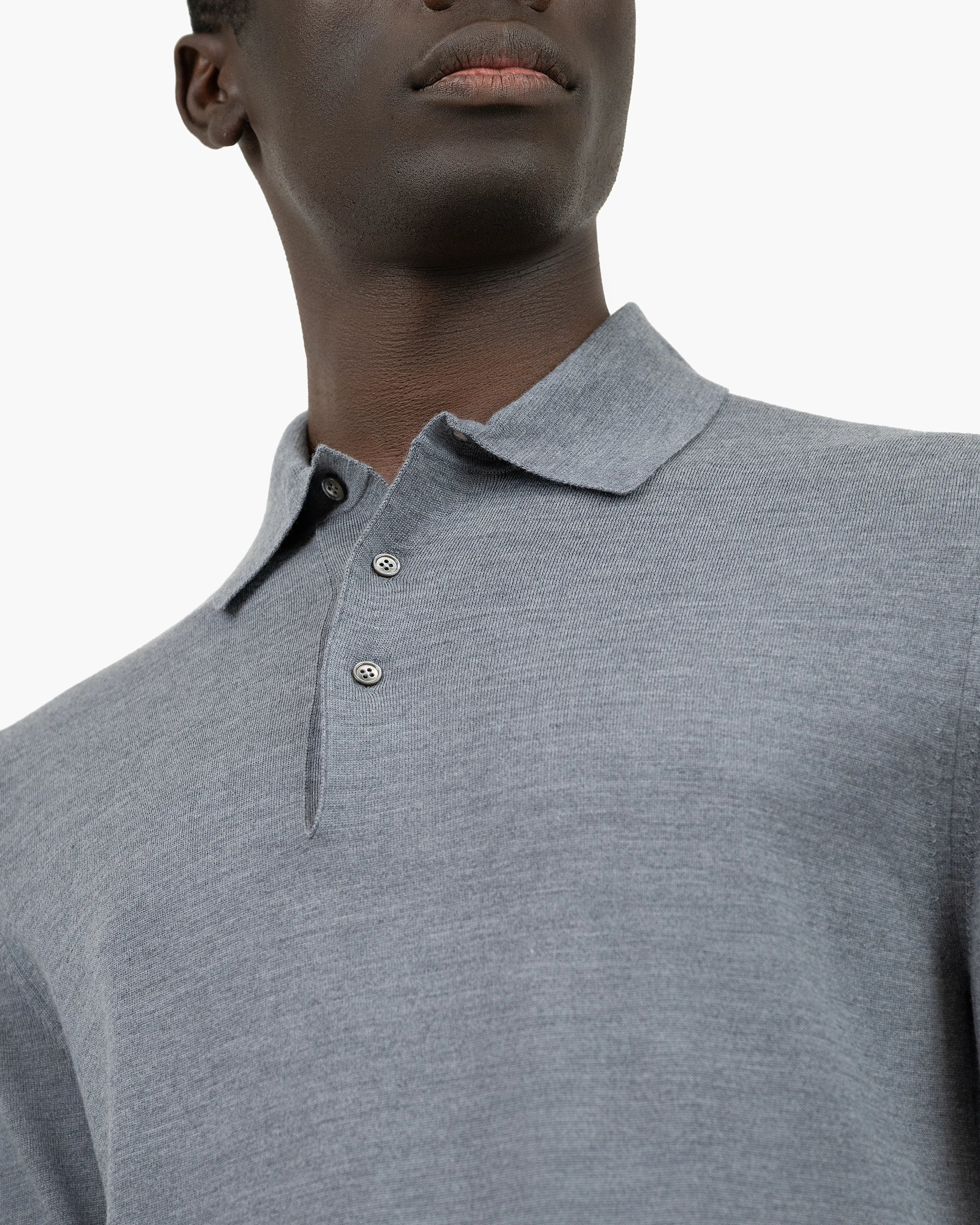 Men's Belmond Polo Sweater - Grey Merino Superfine