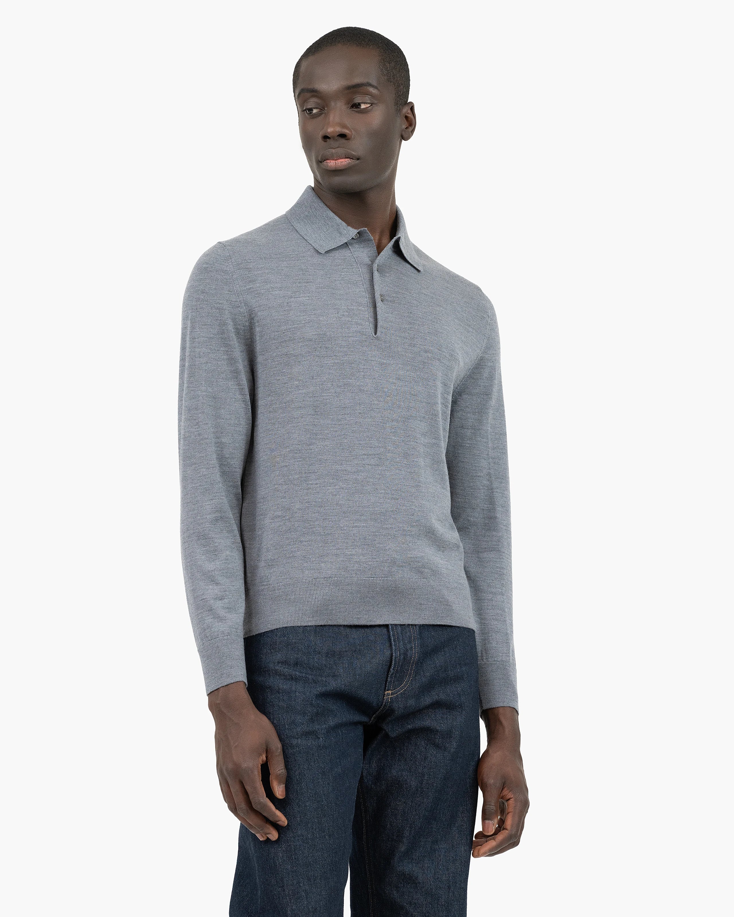 Men's Belmond Polo Sweater - Grey Merino Superfine