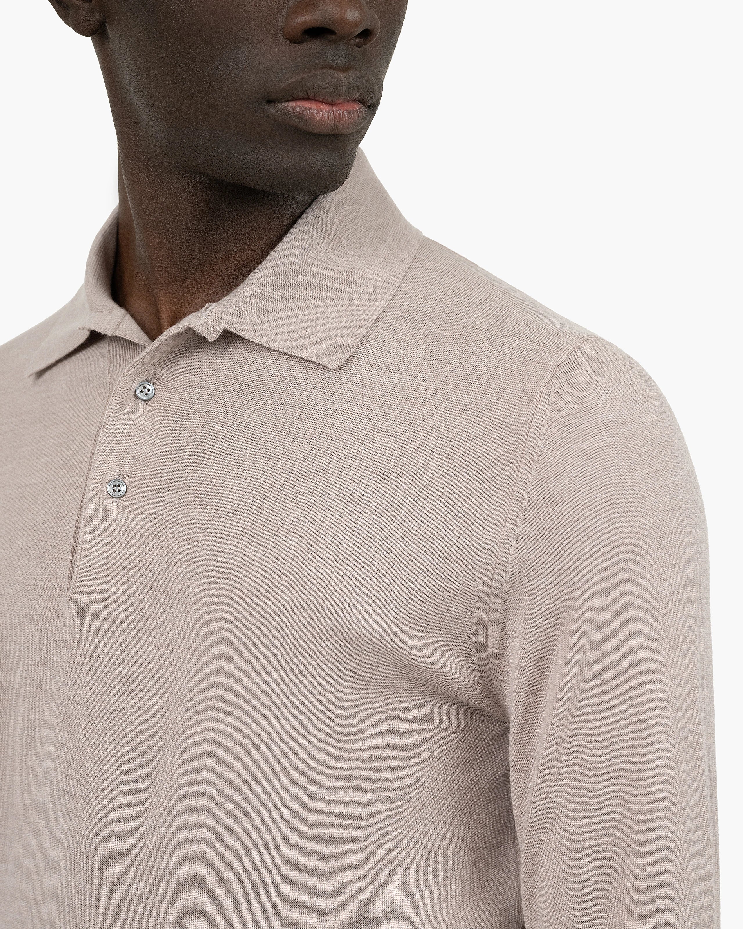 Men's Belmond Polo Sweater - Beige Merino Superfine
