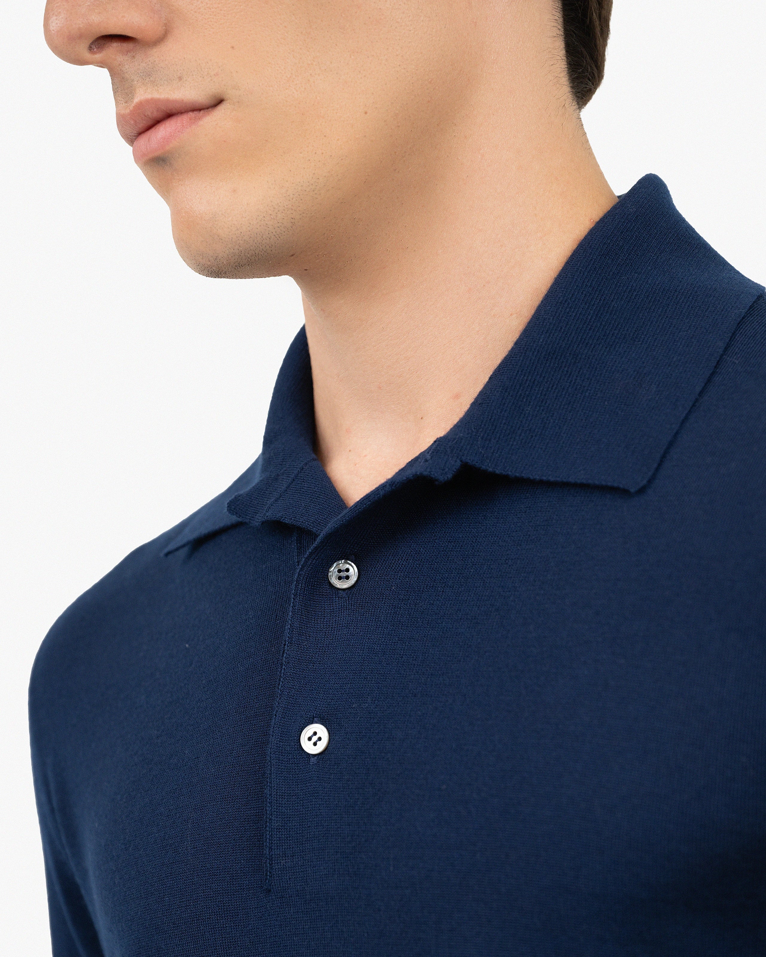 Men's Belmond Polo Sweater - Blue Merino Superfine