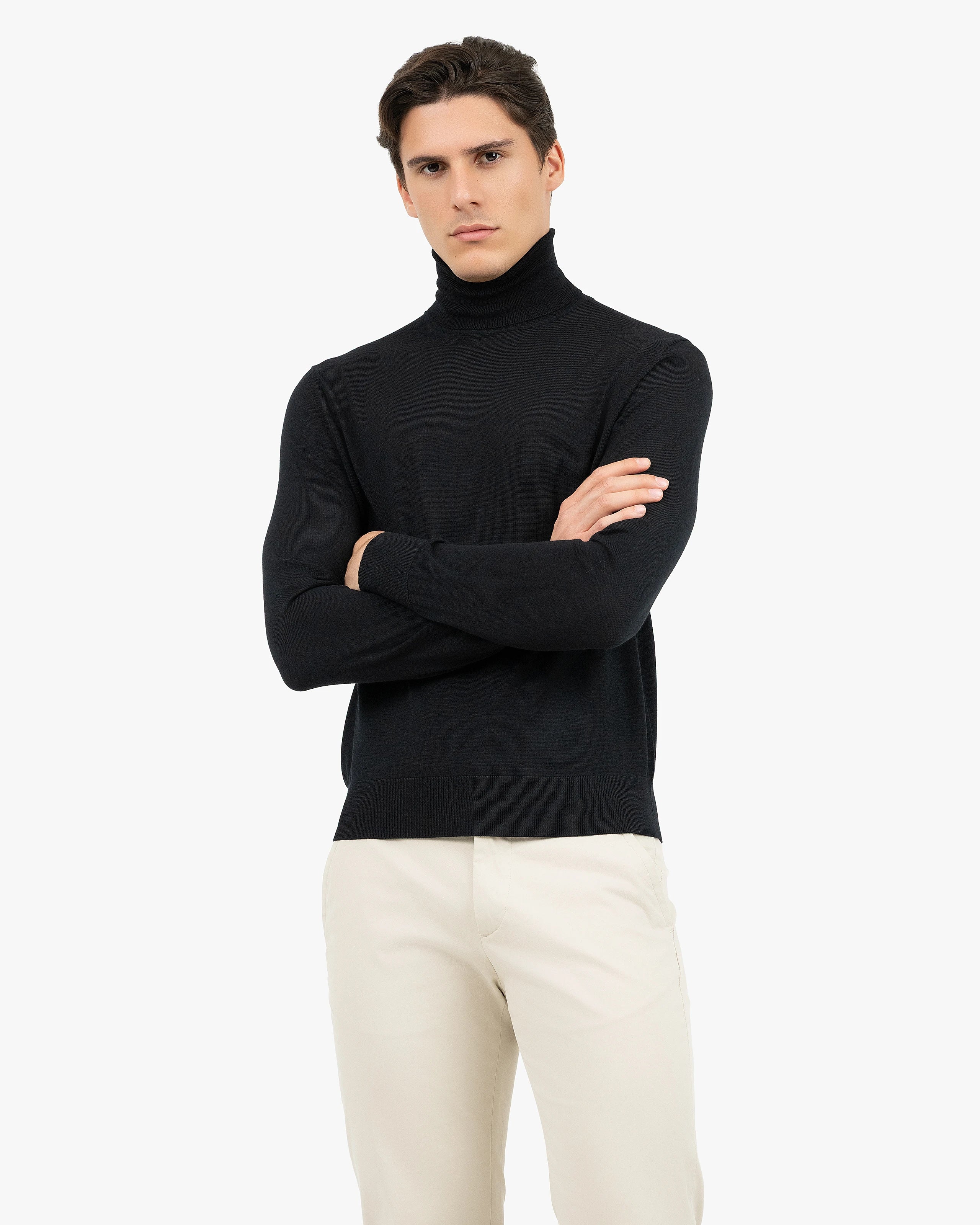 Men's Belmond Turtleneck Sweater - Black Merino Superfine