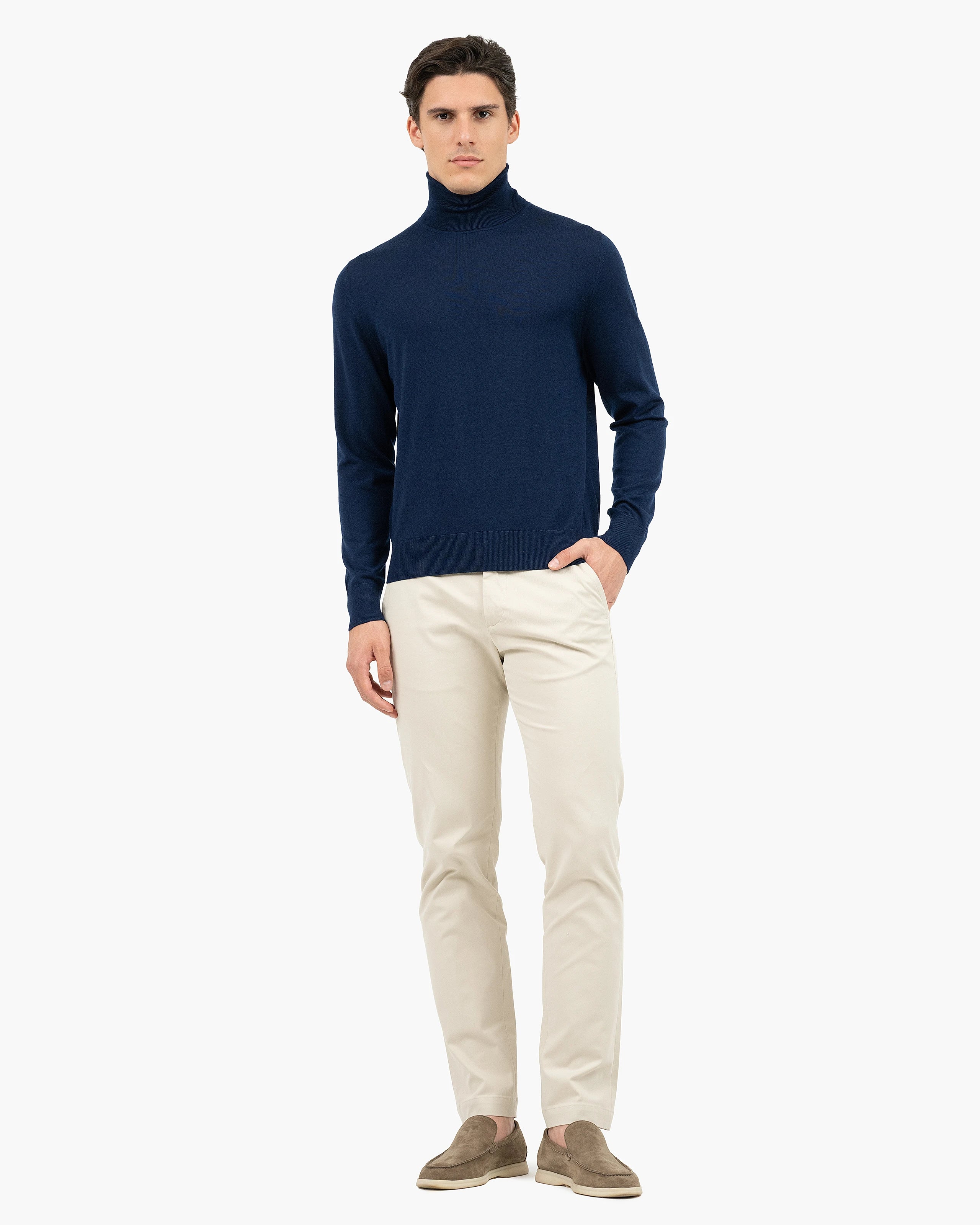 Men's Belmond Turtleneck Sweater - Blue Merino Superfine