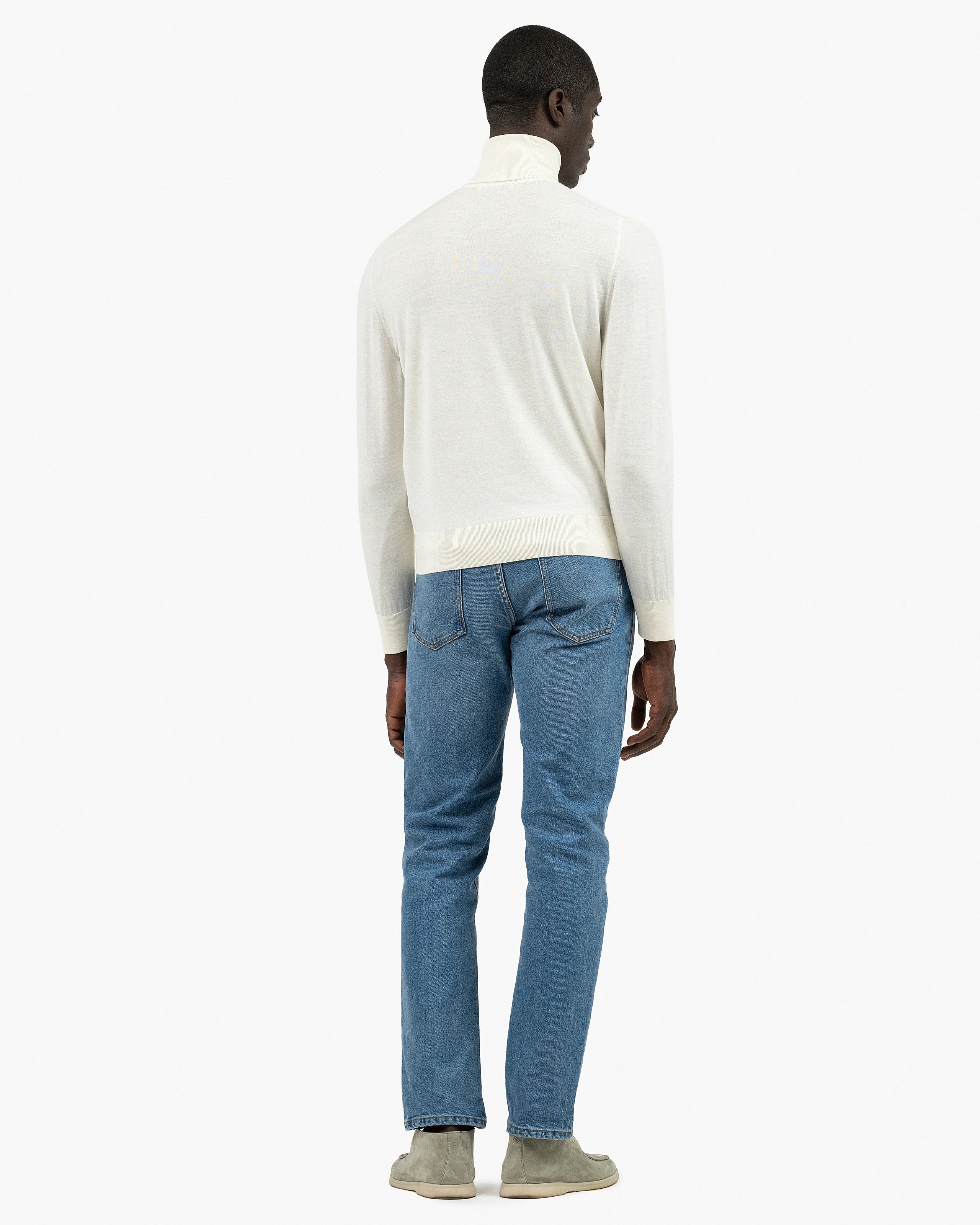 Men's Belmond Turtleneck Sweater - White Merino Superfine