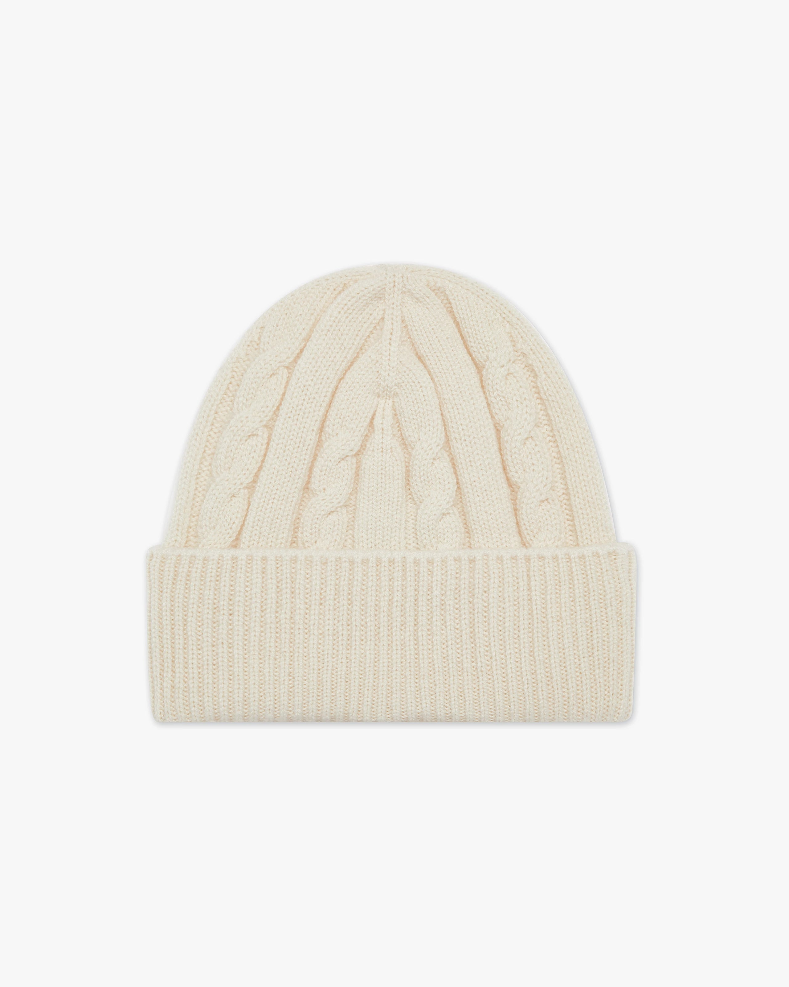 Men's Cable Knit Hat - White Cashmere