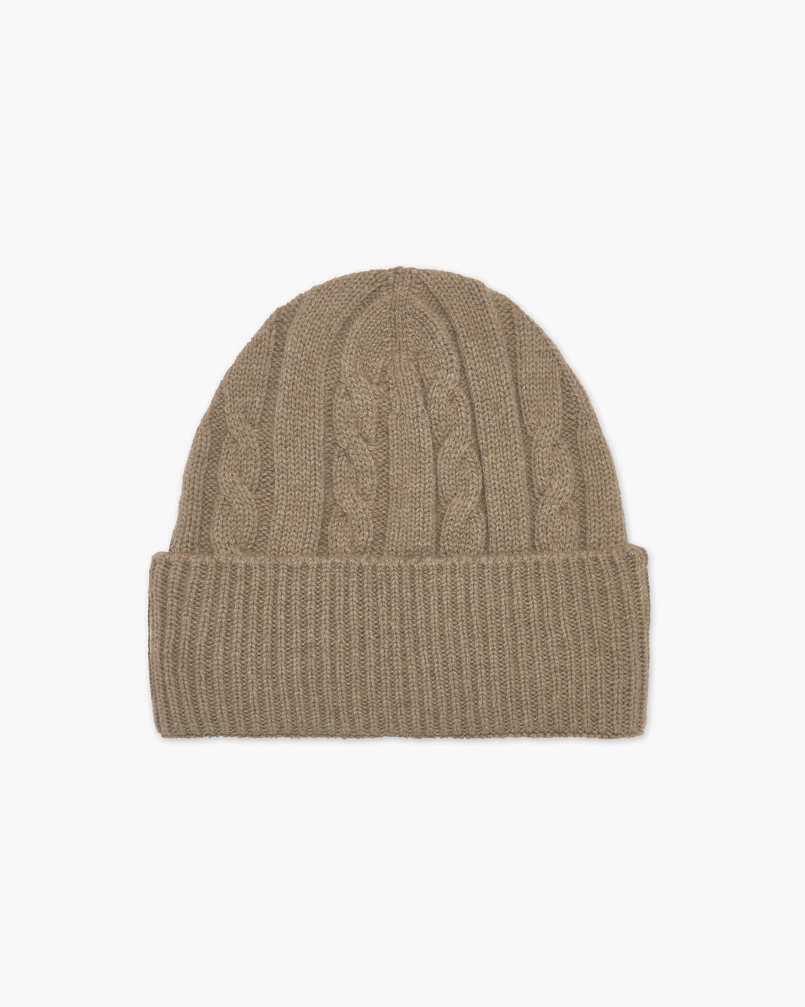 Men's Cable Knit Hat - Taupe Cashmere