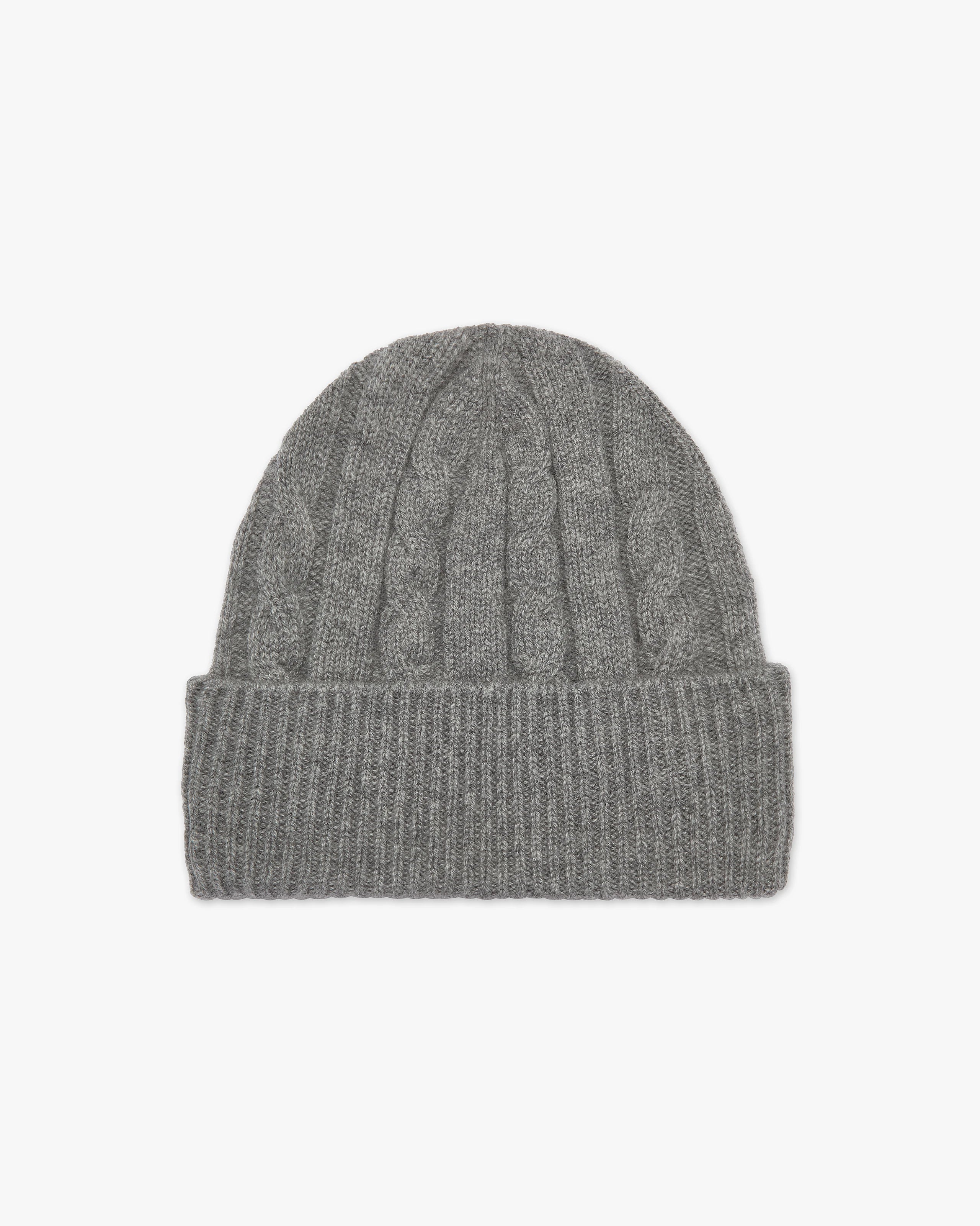 Men's Cable Knit Hat - Medium Grey Cashmere