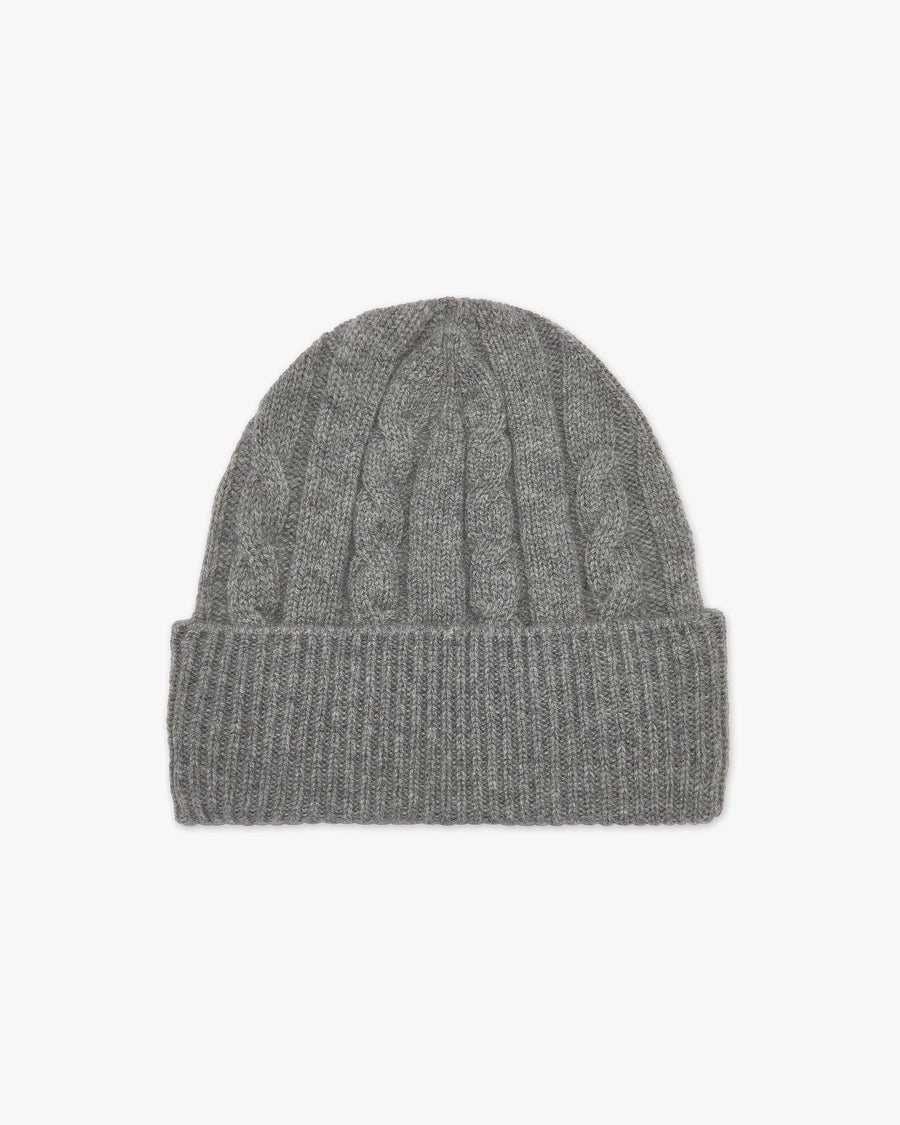 Men's Cable Knit Hat - Medium Grey Cashmere