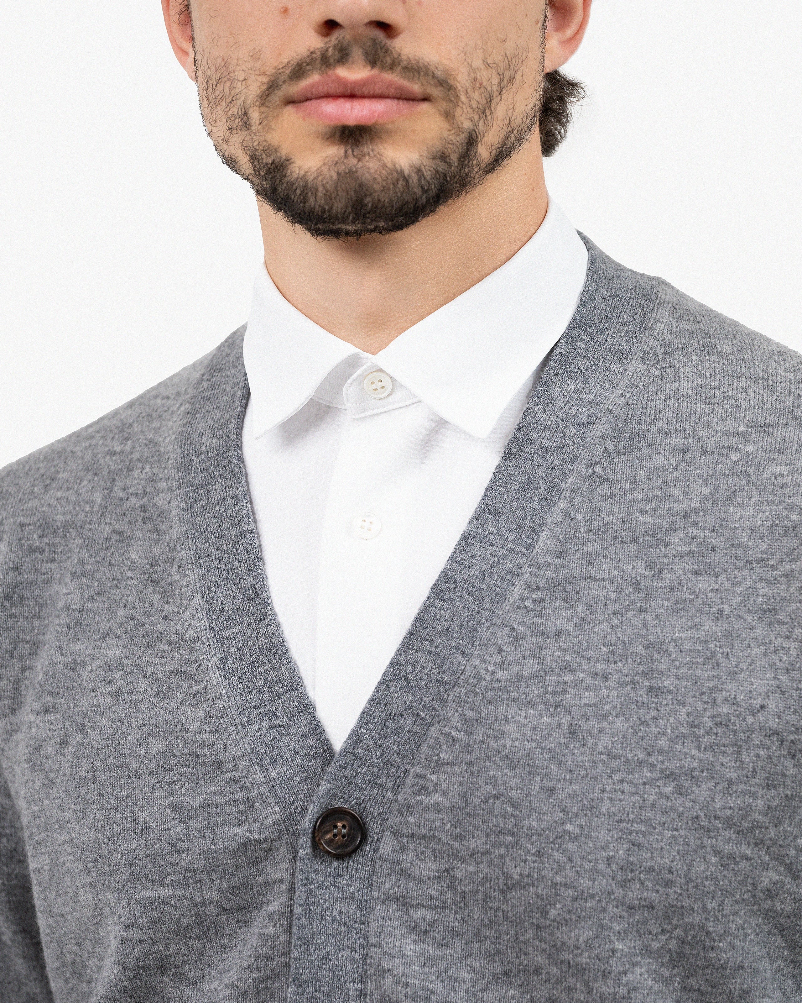 Men's Classic Cardigan - Medium Grey Cashmere