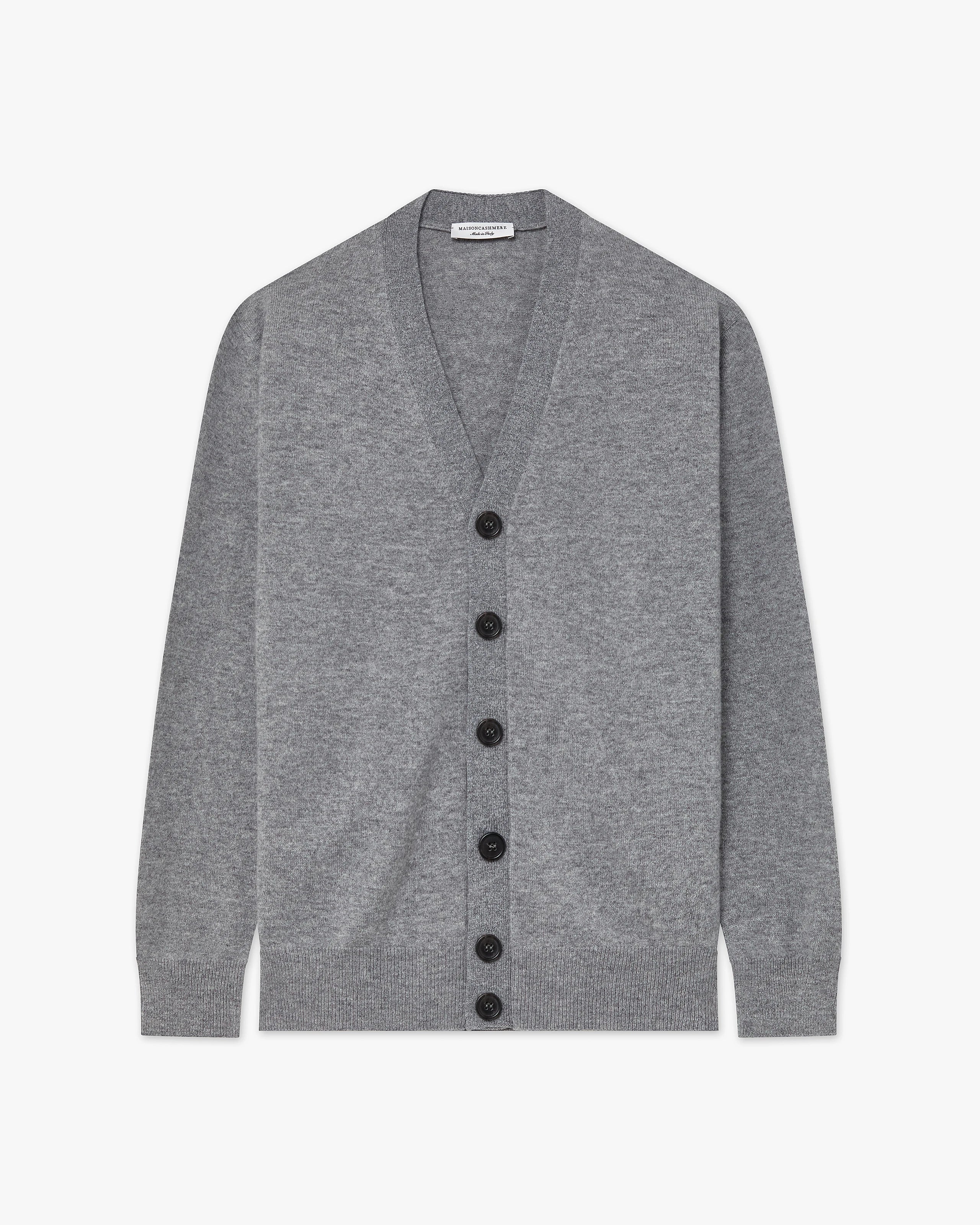 Men's Classic Cardigan - Medium Grey Cashmere