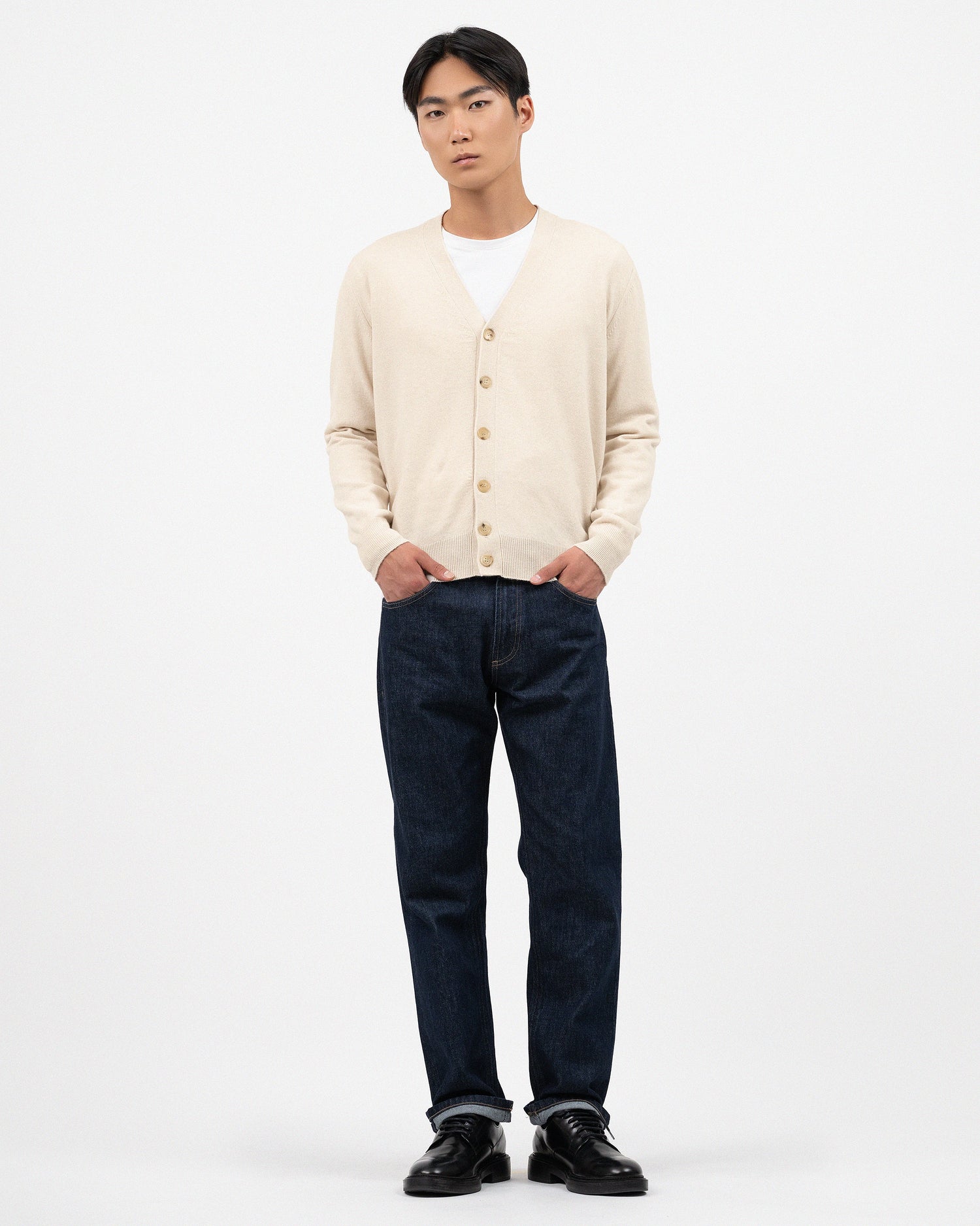 Men's Classic Cardigan Light Beige - Main Image
