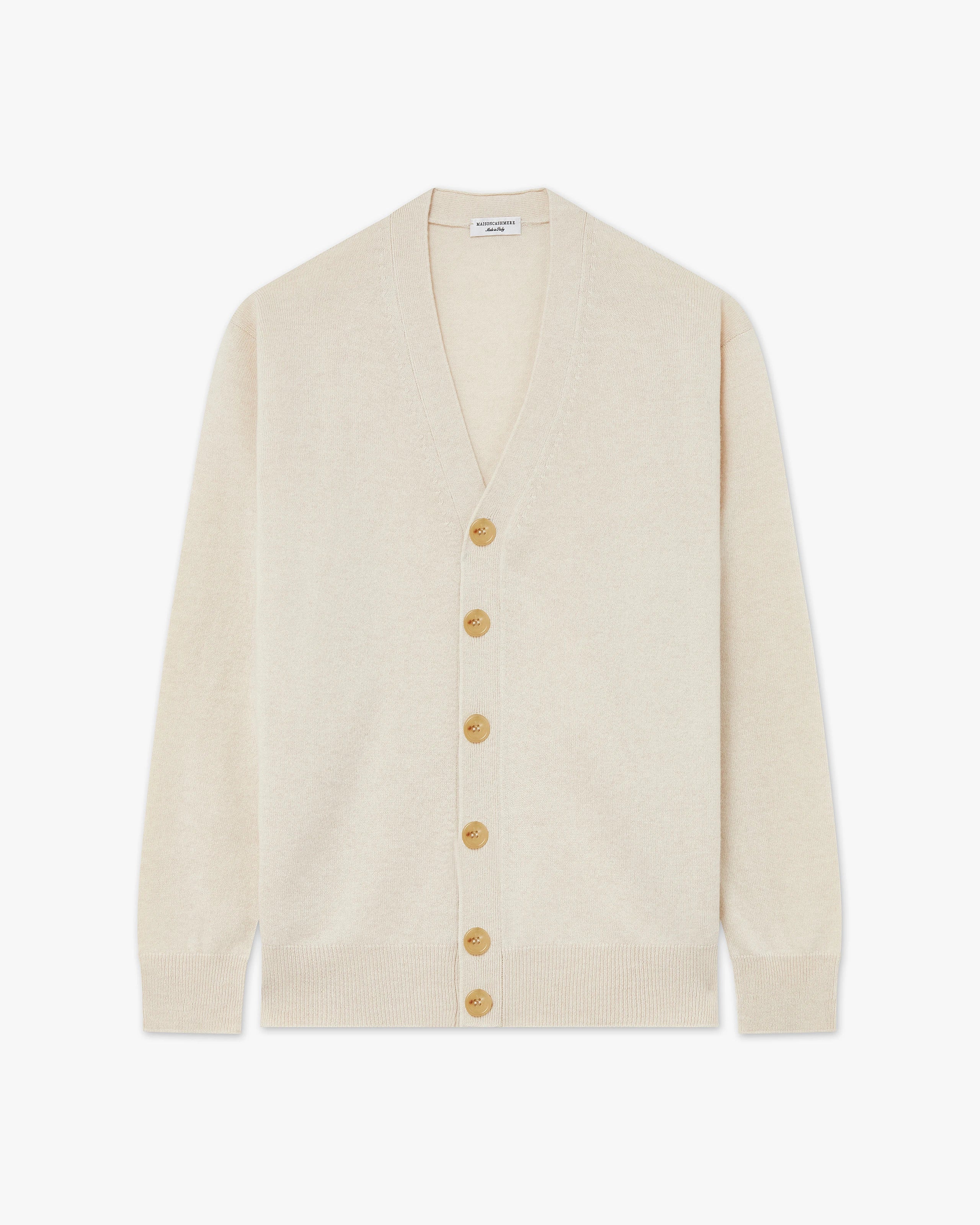 Men's Classic Cardigan - Light Beige Cashmere