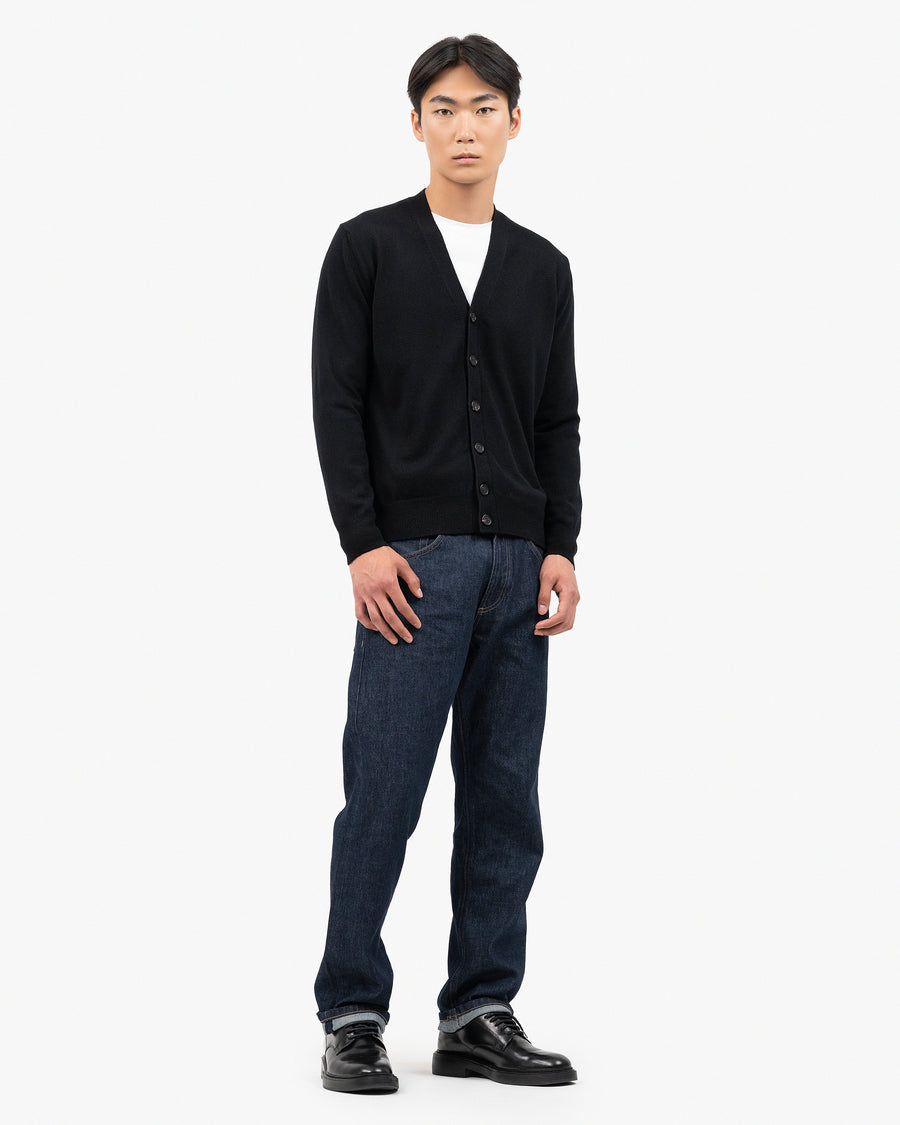 Men's Classic Cardigan - Black Cashmere