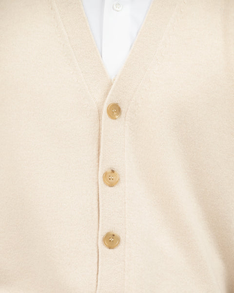 Men's Classic Cardigan Vest - Light Beige Cashmere