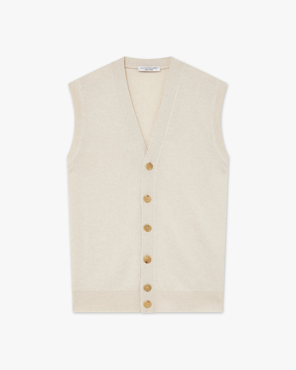 Men's Classic Cardigan Vest - Light Beige Cashmere