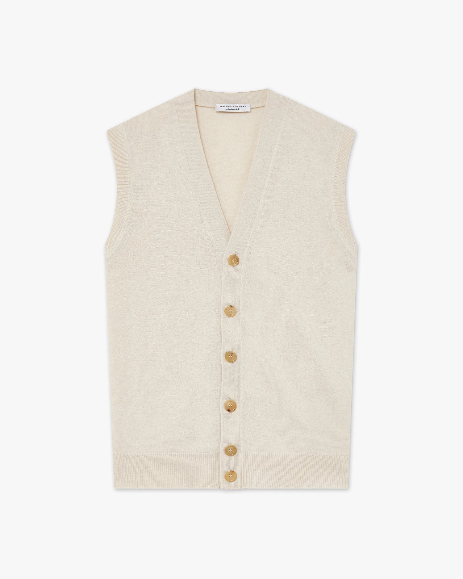 Men's Classic Cardigan Vest - Light Beige Cashmere