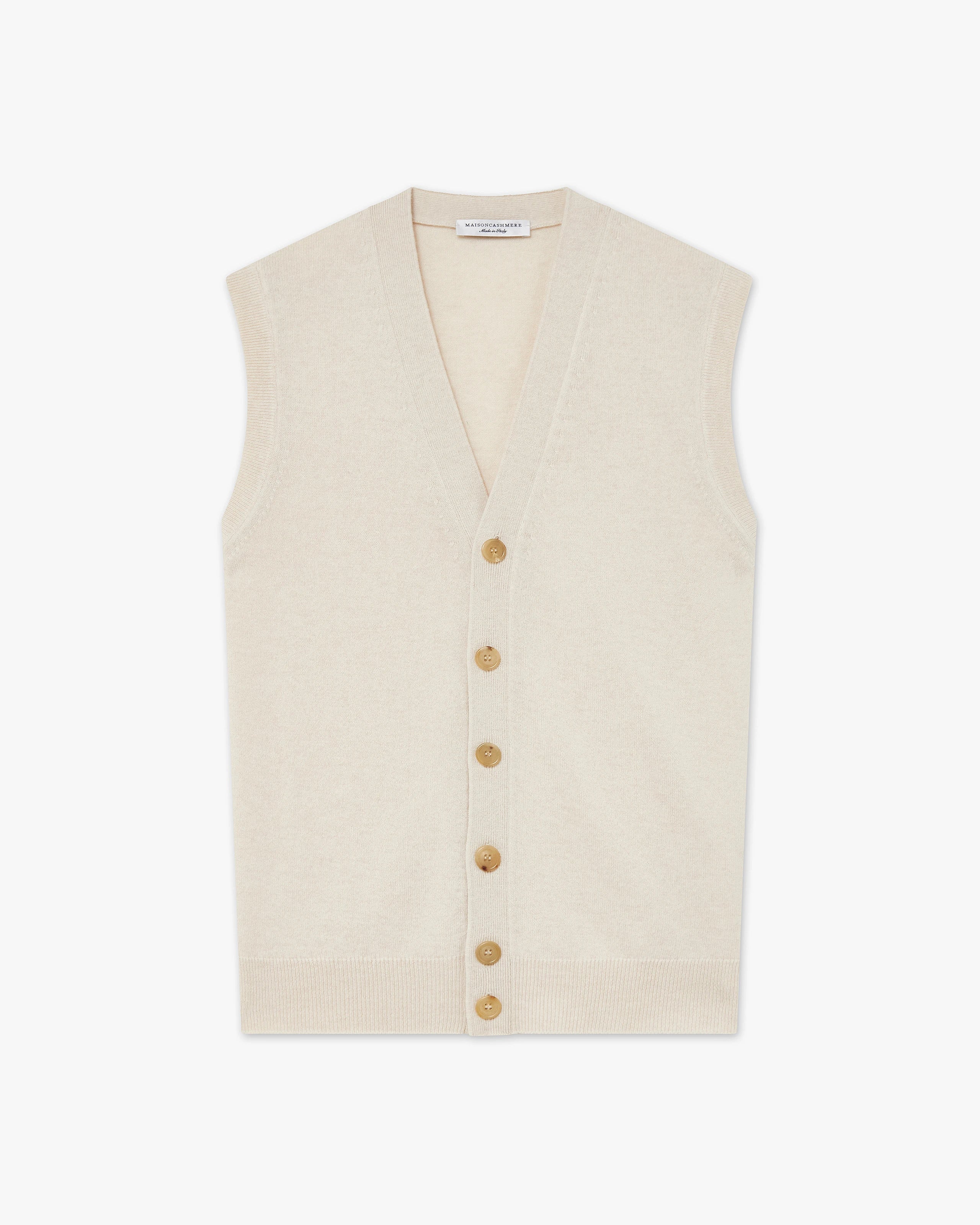 Men's Classic Cardigan Vest - Light Beige Cashmere