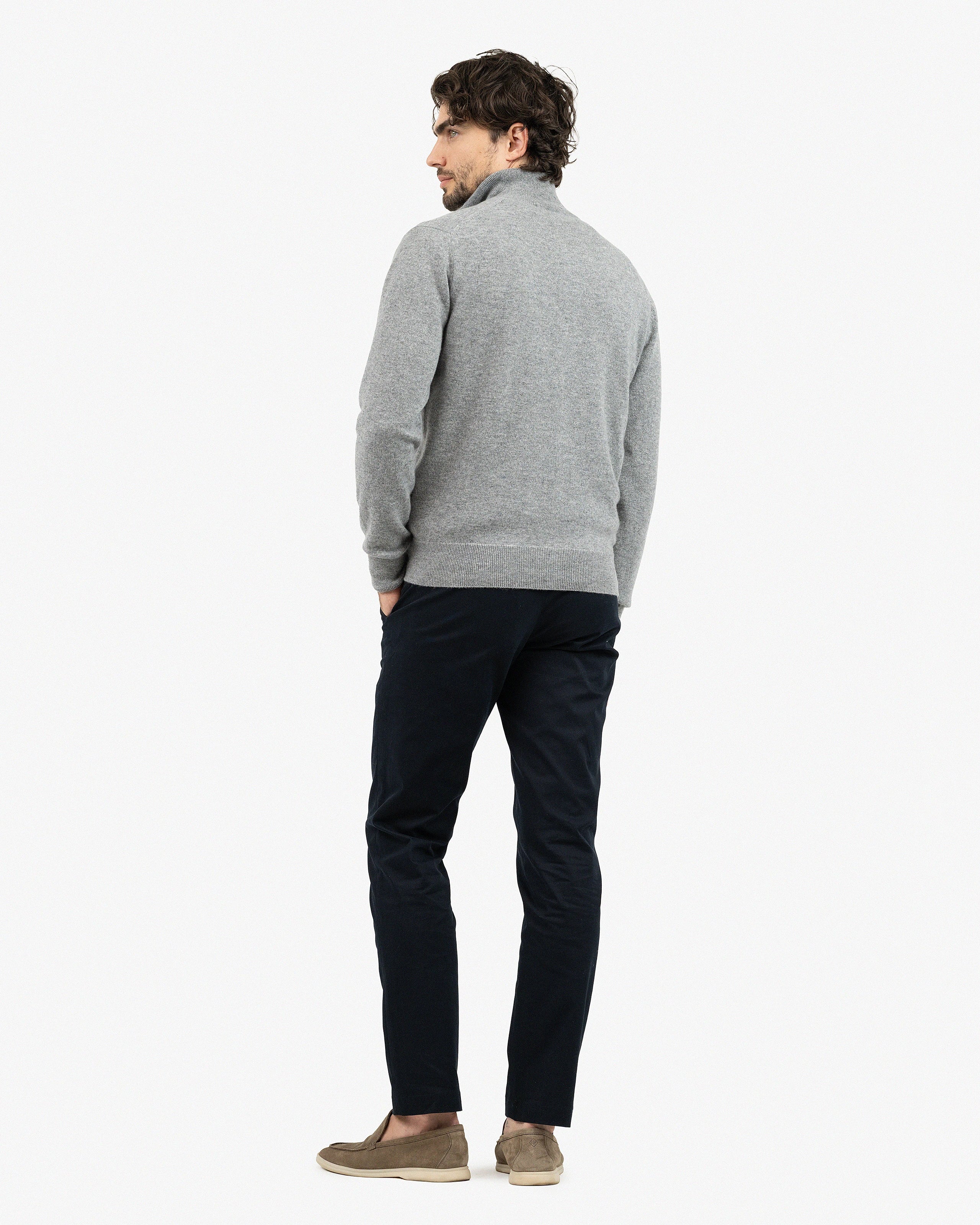 Mens' Classic Zip Cardigan - Medium Grey Cashmere