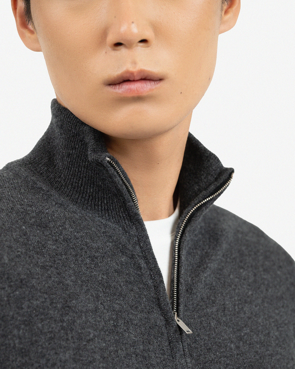 Mens' Classic Zip Cardigan - Charcoal Cashmere