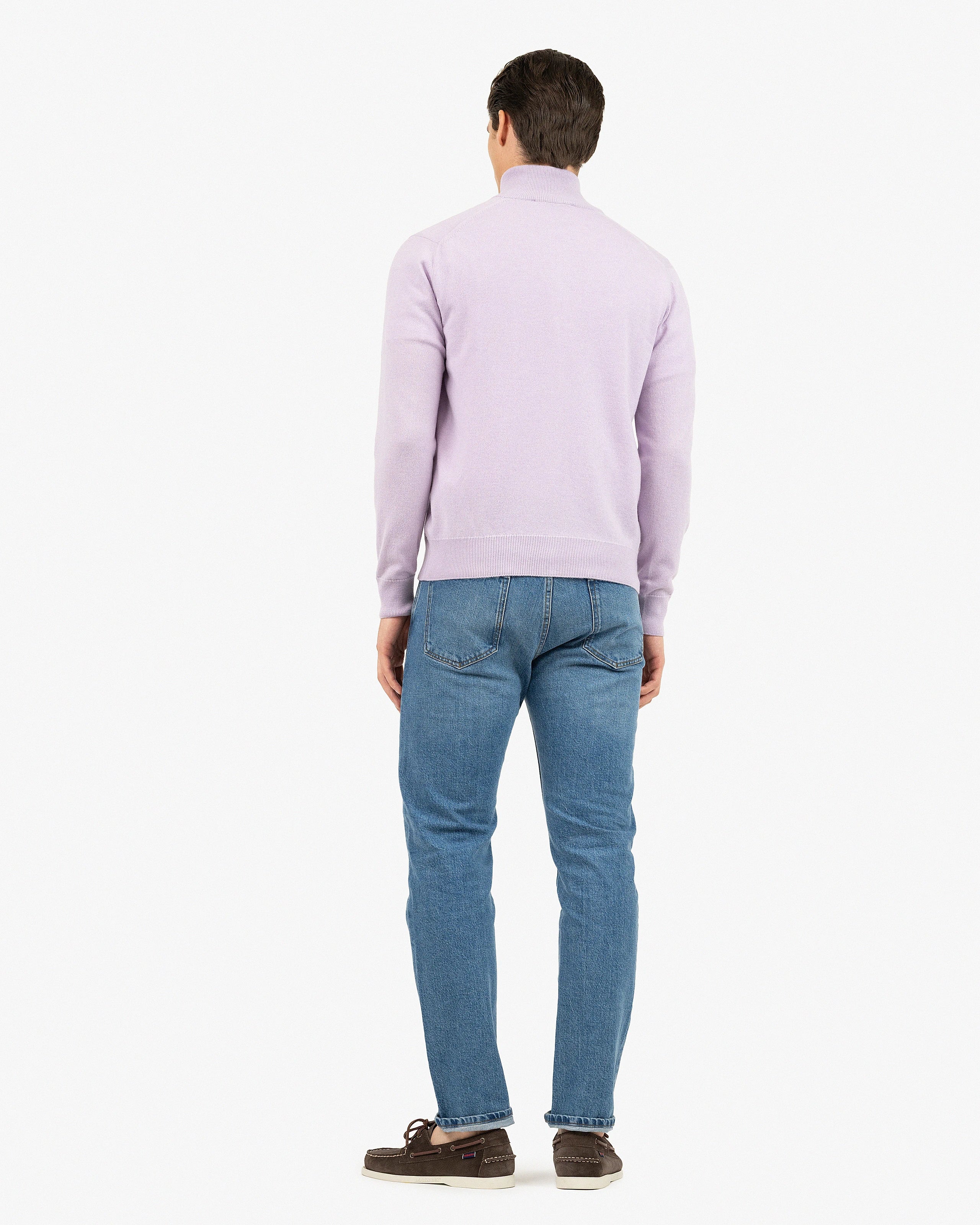Mens' Classic Zip Cardigan - Lilac Cashmere