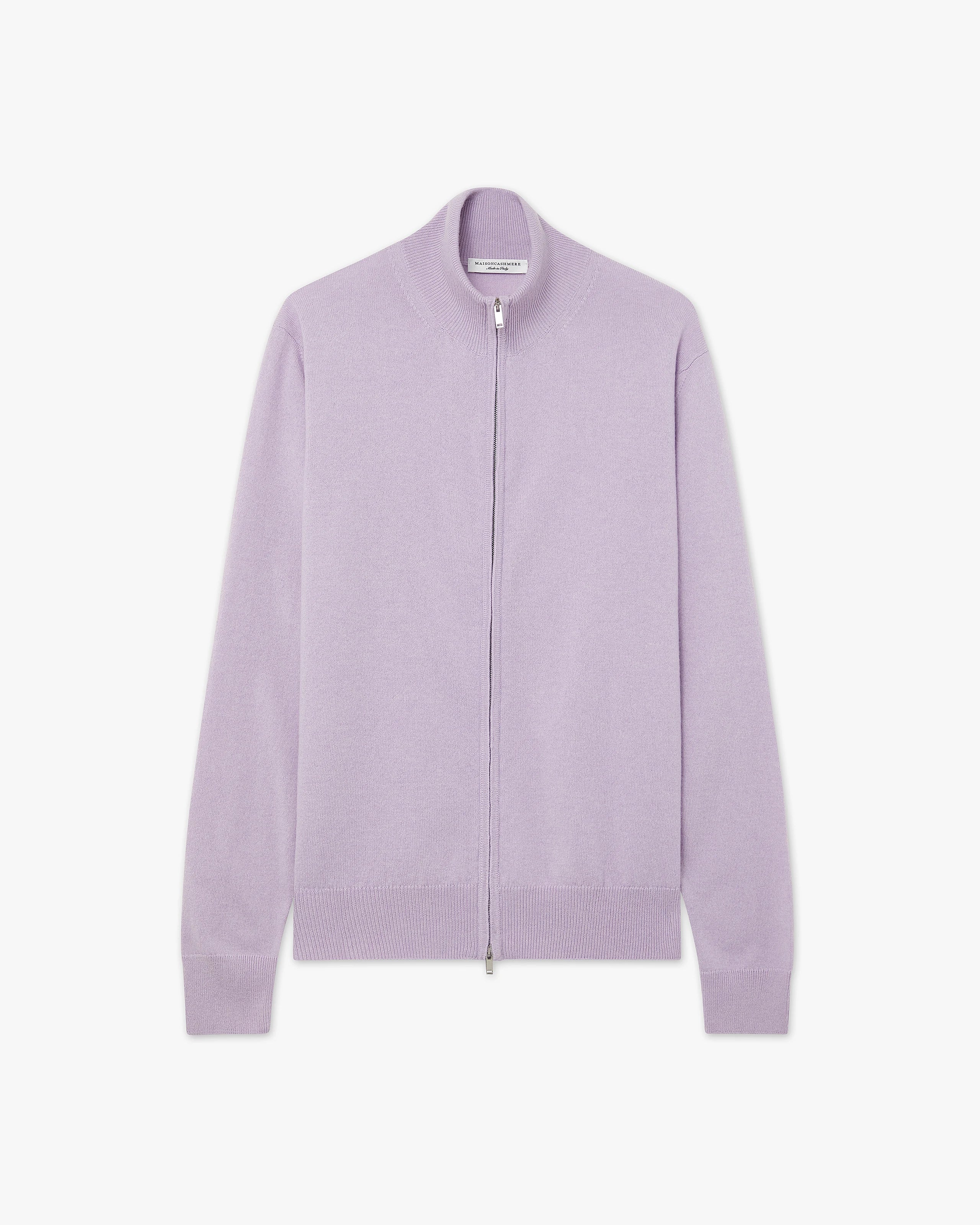 Men's Classic Zip Cashmere Cardigan - Lilac | MaisonCashmere