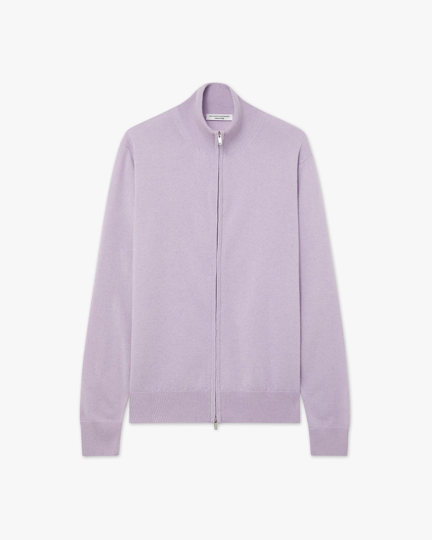 Men's Classic Zip Cashmere Cardigan - Lilac | MaisonCashmere Men's Classic Zip Cashmere Cardigan - Lilac | MaisonCashmere