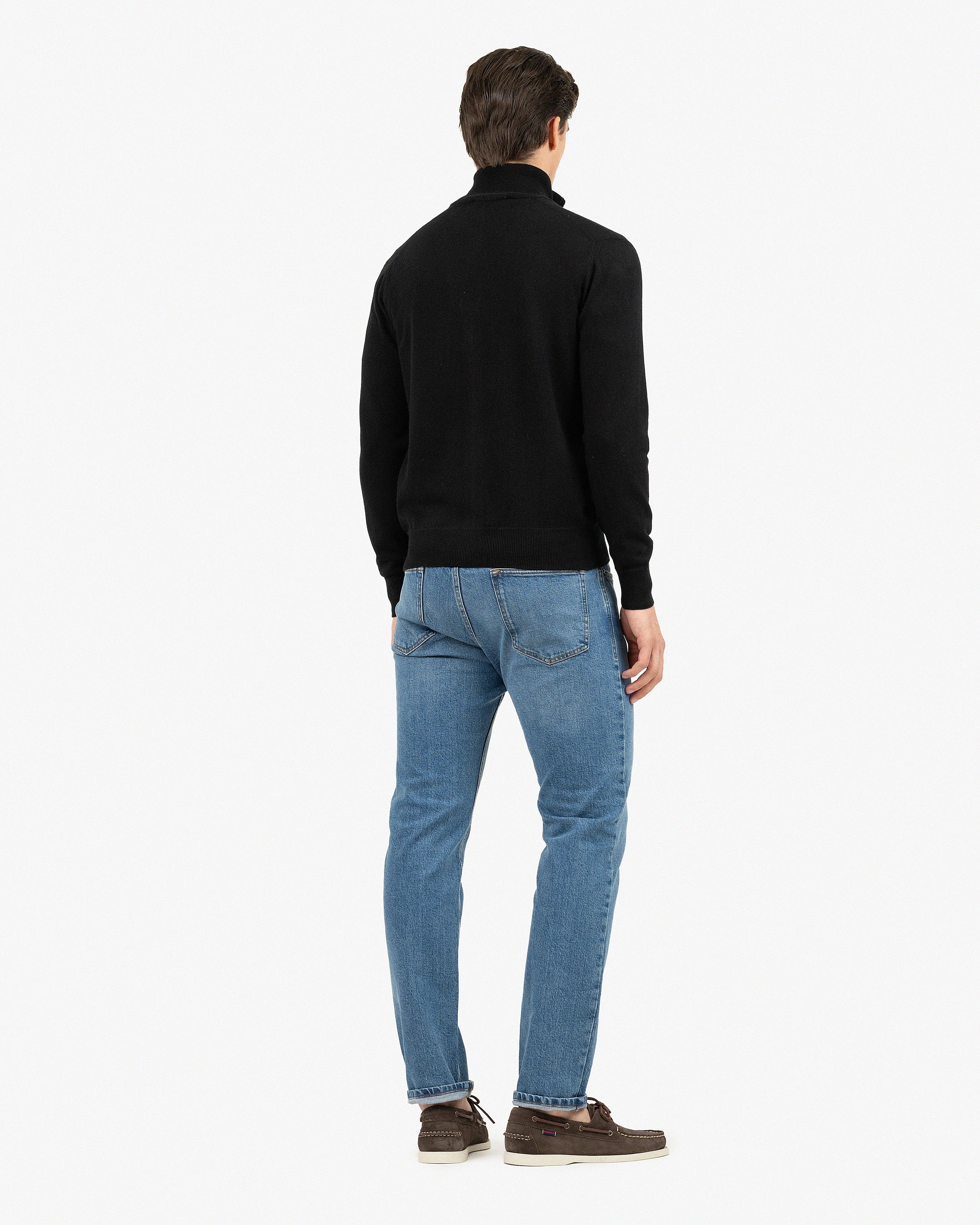 Mens' Classic Zip Cardigan - Black Cashmere