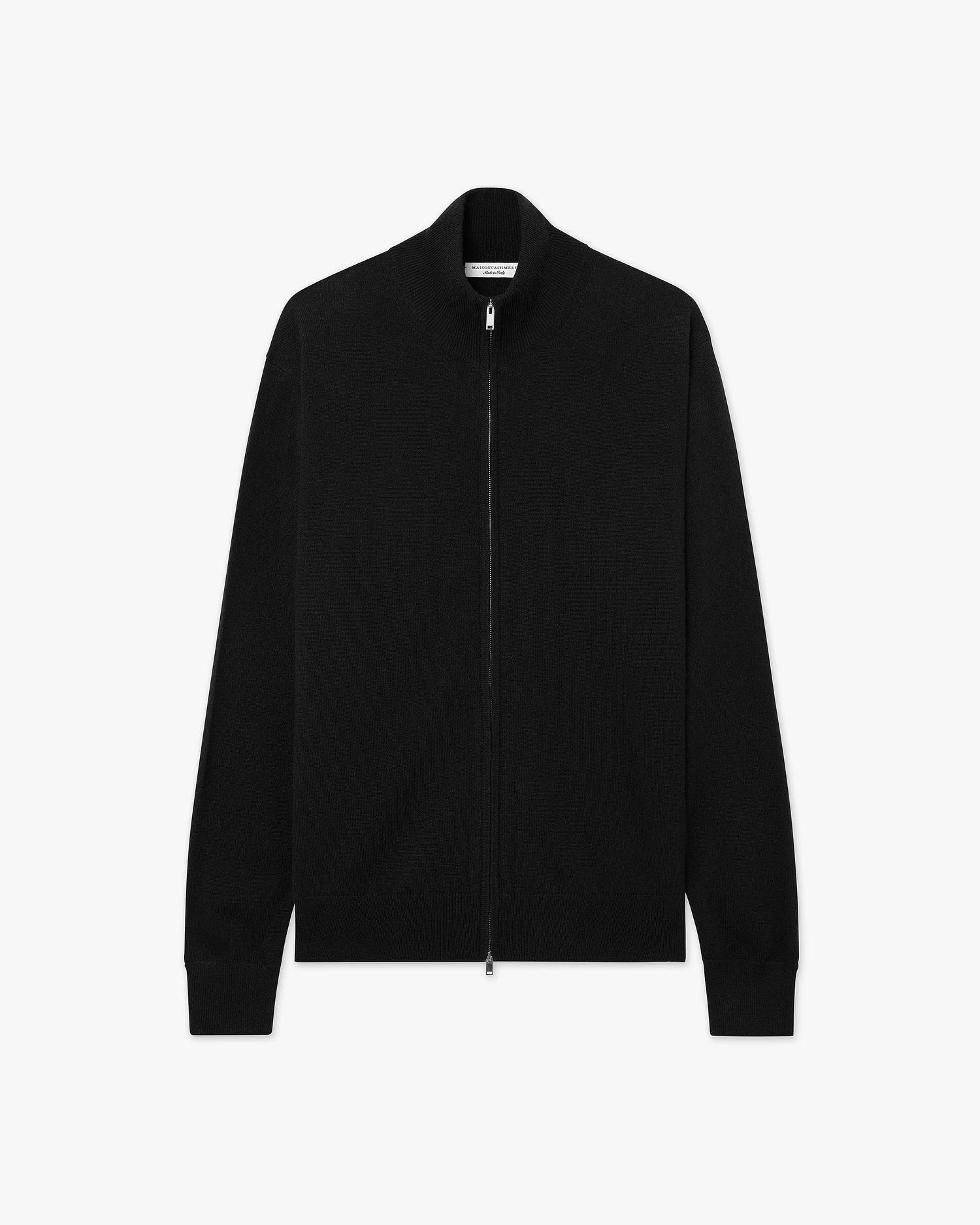 Mens' Classic Zip Cardigan - Black Cashmere