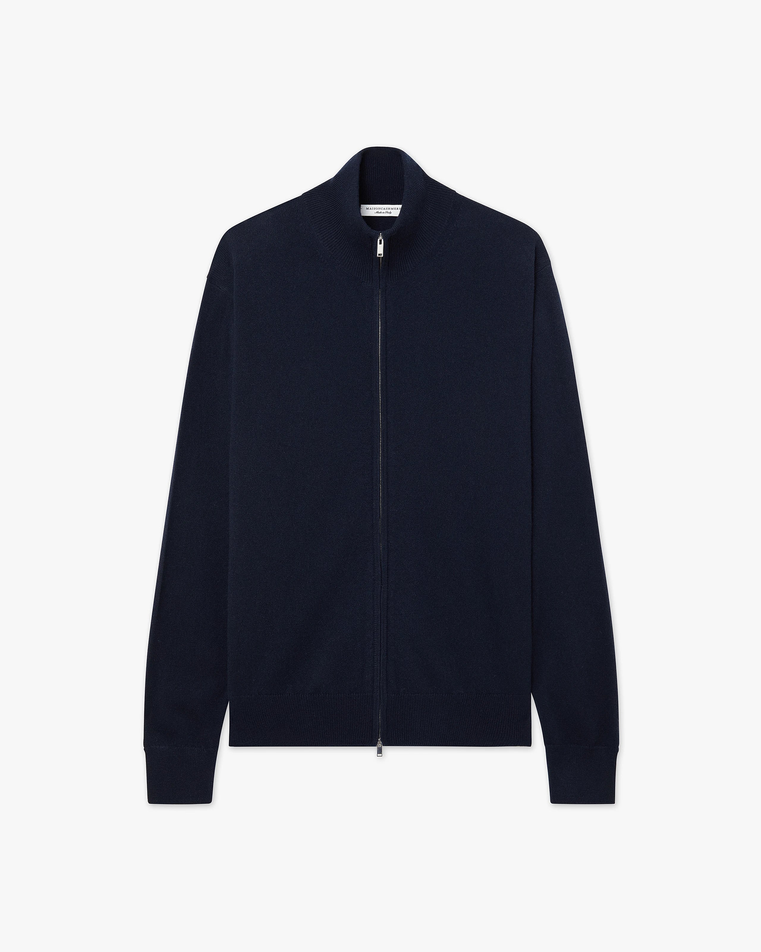Mens' Classic Zip Cardigan - Night Blue Cashmere