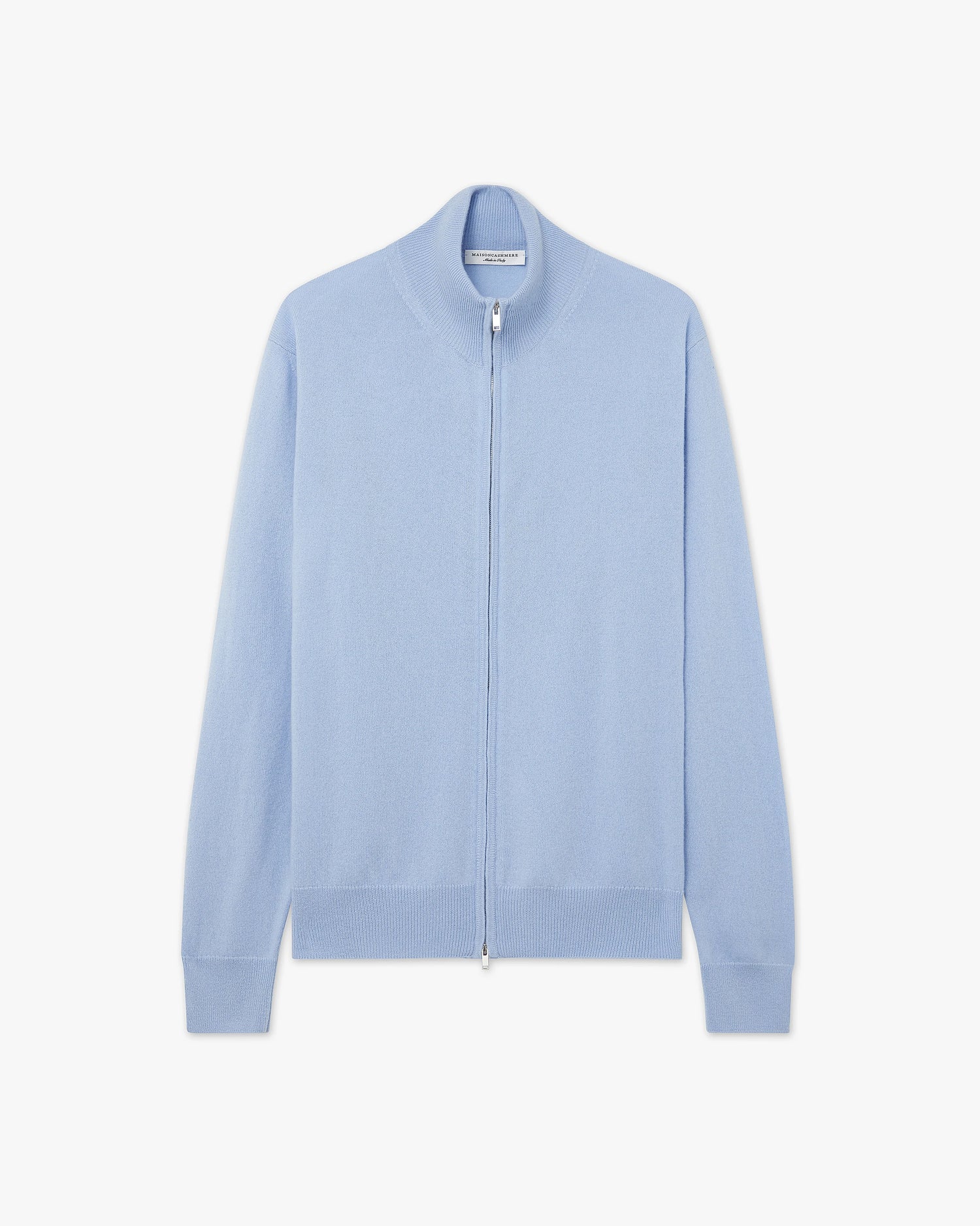 Mens' Classic Zip Cardigan - Light Blue Cashmere