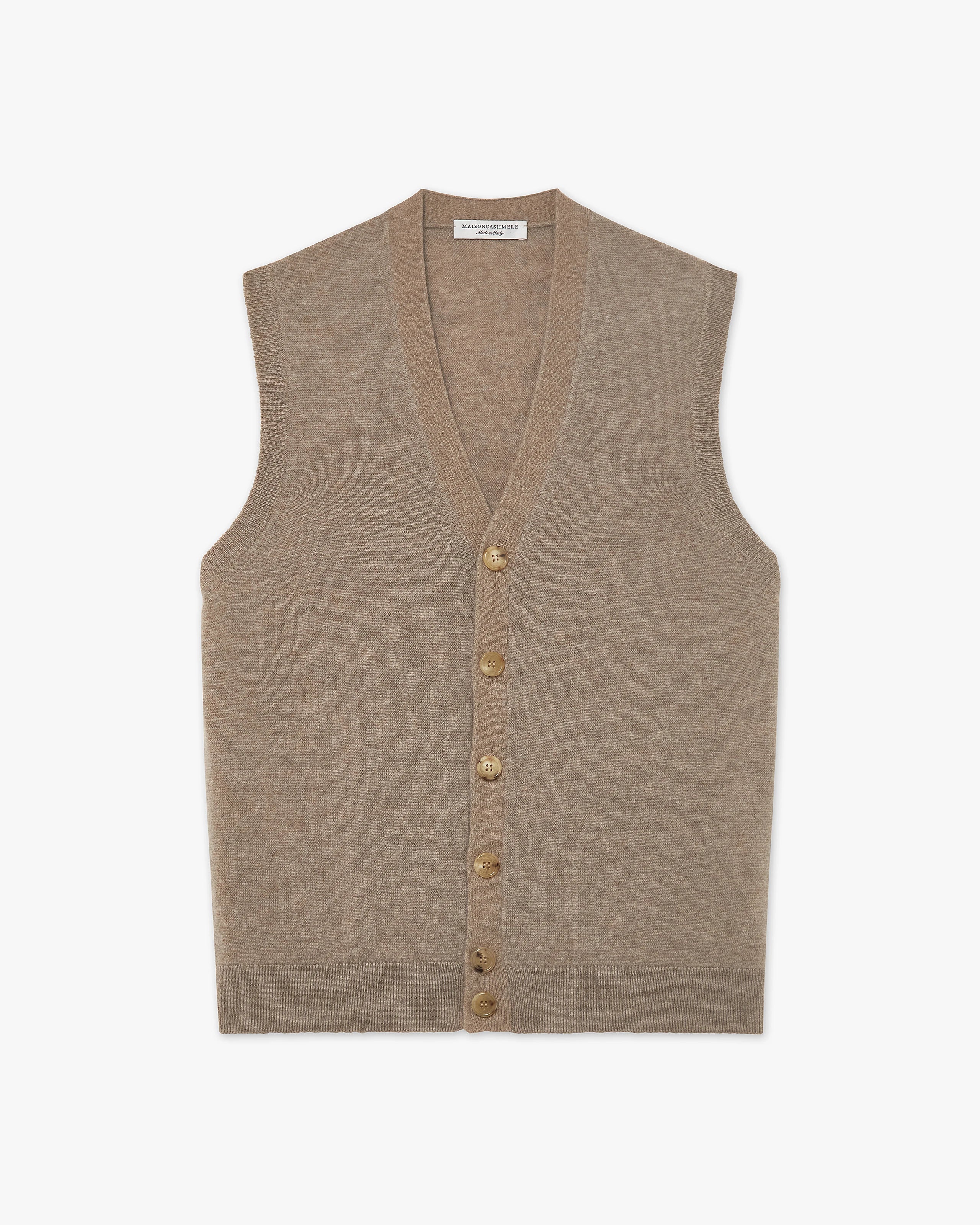 Men's Sevile Cardigan Vest - Taupe Cashmere