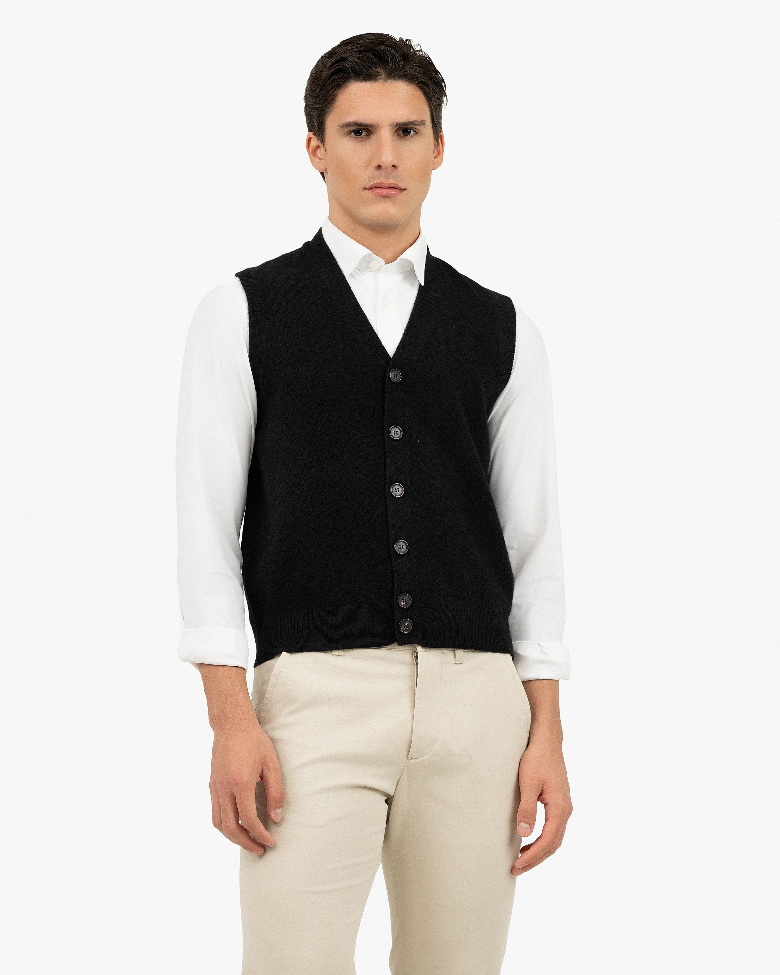 トップス Early 20th Century Black Wool Gilet mens-cashmere-vest-cardigan-
