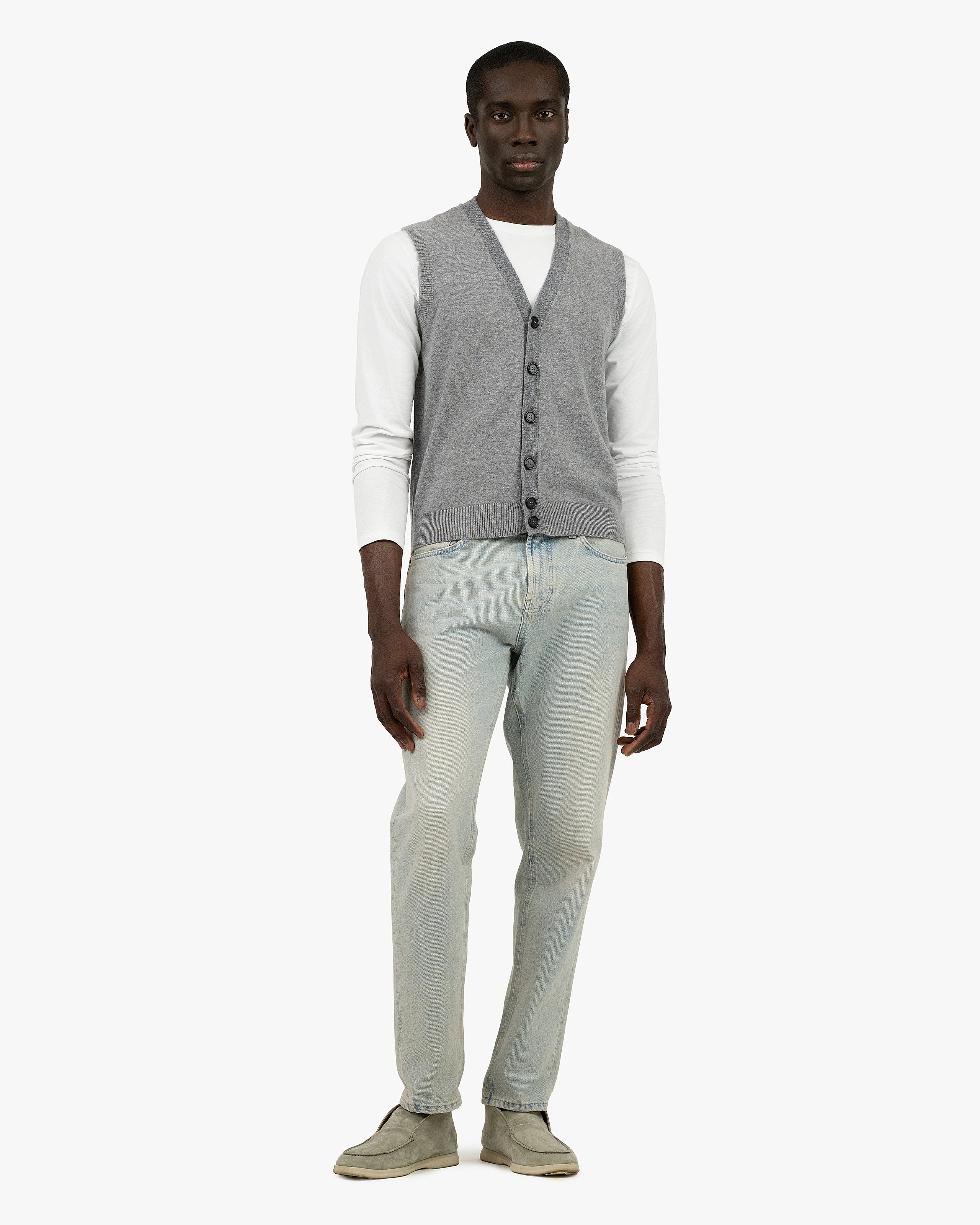Men's Sevile Cardigan Vest - Grey Cashmere