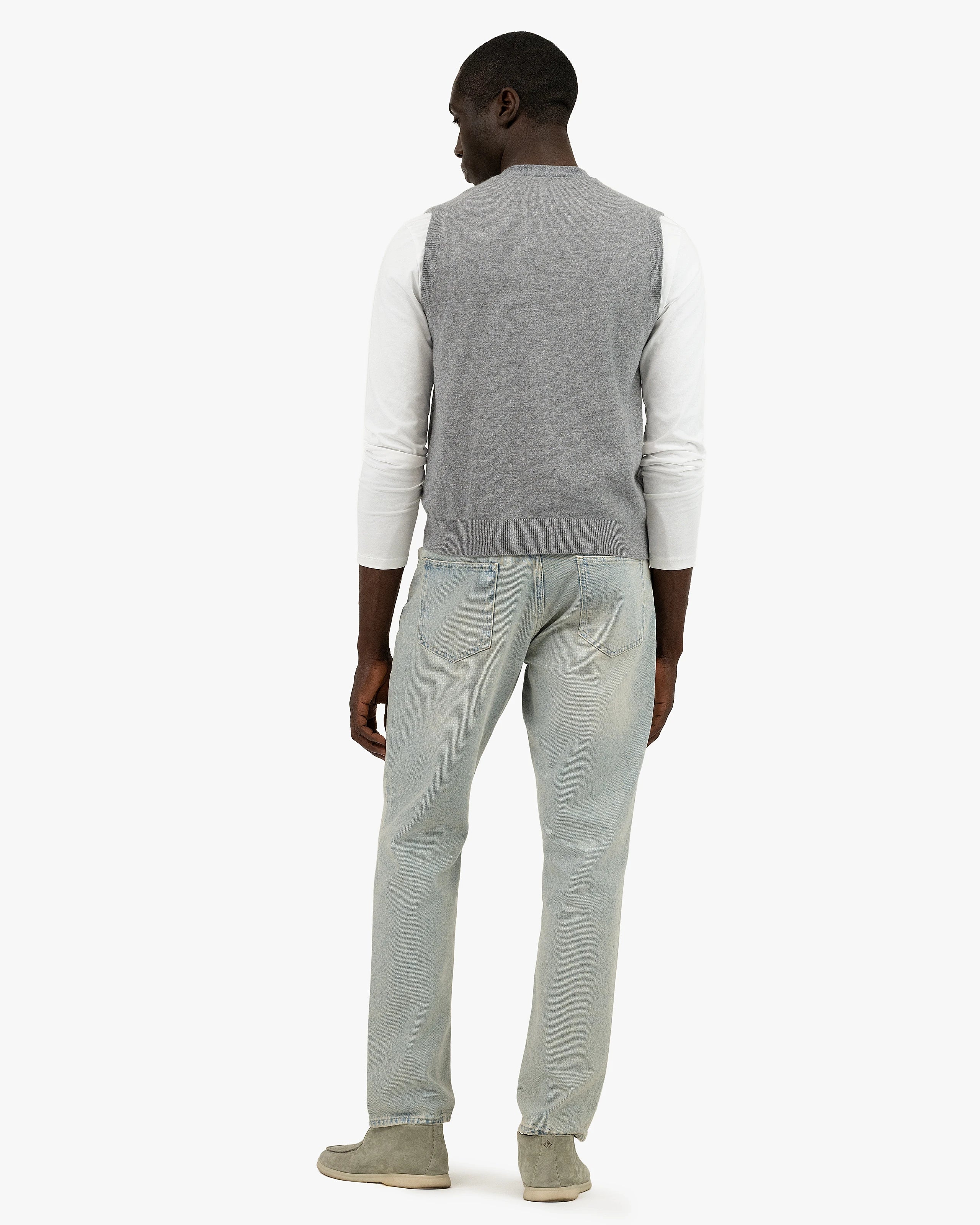 Men's Sevile Cardigan Vest - Grey Cashmere