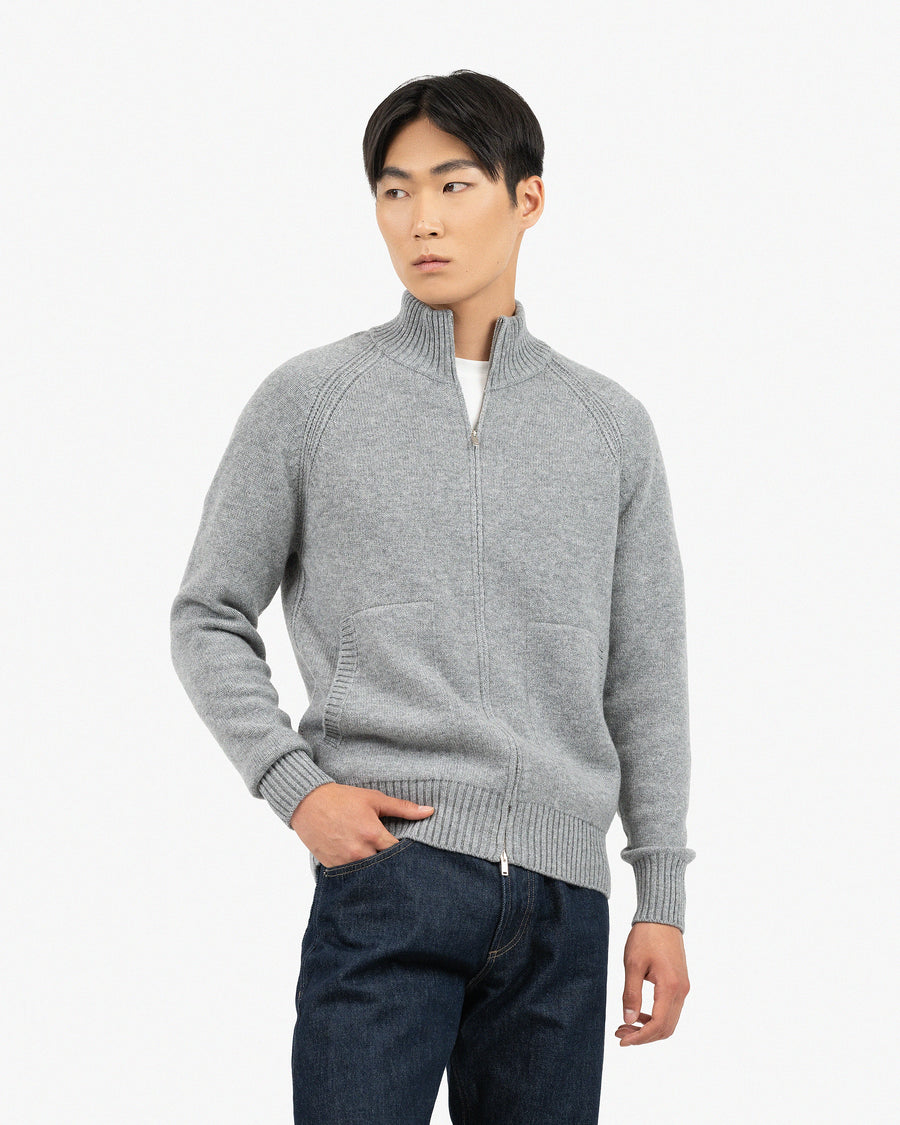 Men's Ampezzo Zip Cardigan - Medium Grey Cashmere