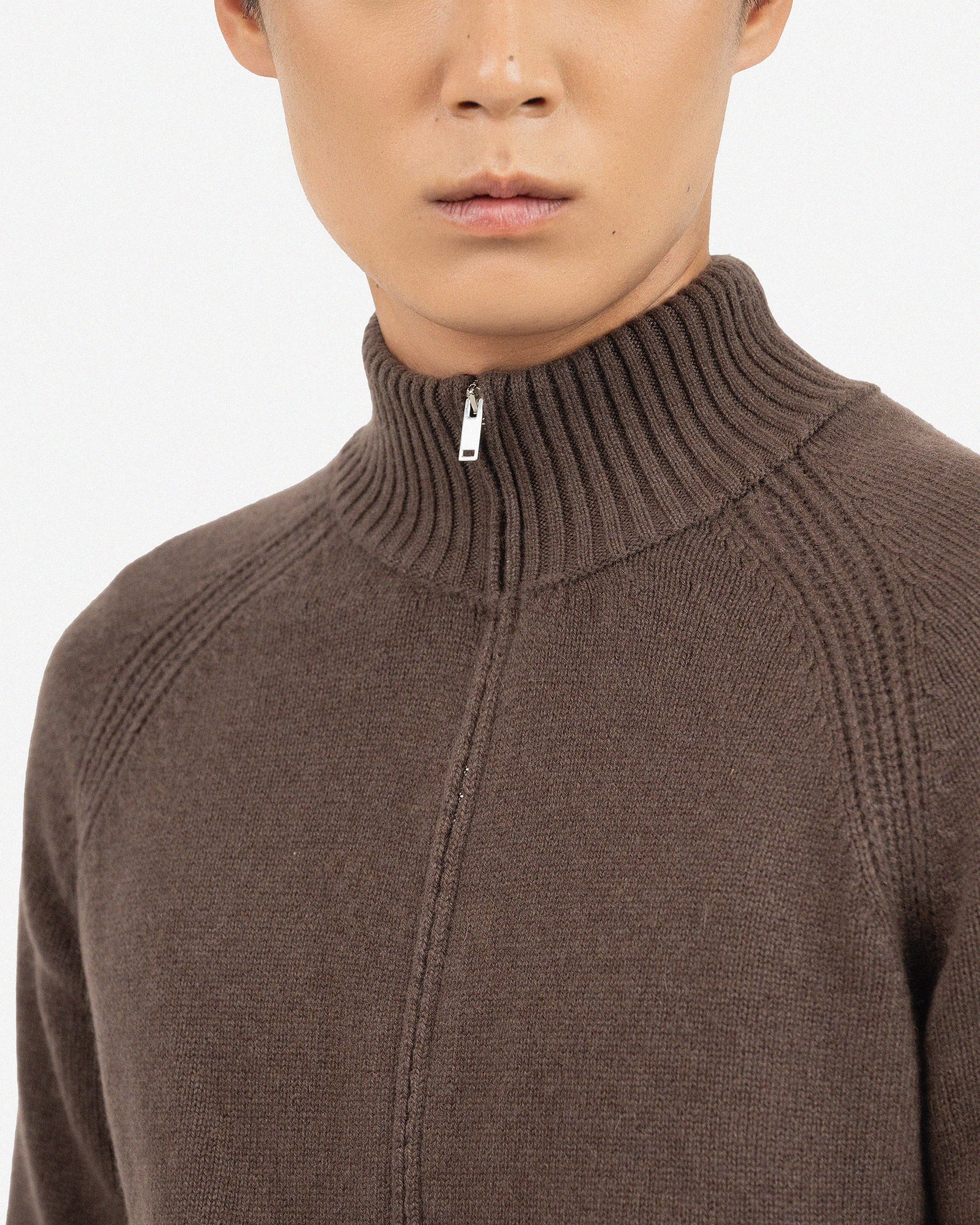 Men's Ampezzo Zip Cardigan - Brown Cashmere