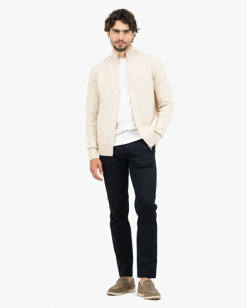 Men's Ampezzo Zip Cardigan - Light Beige Cashmere