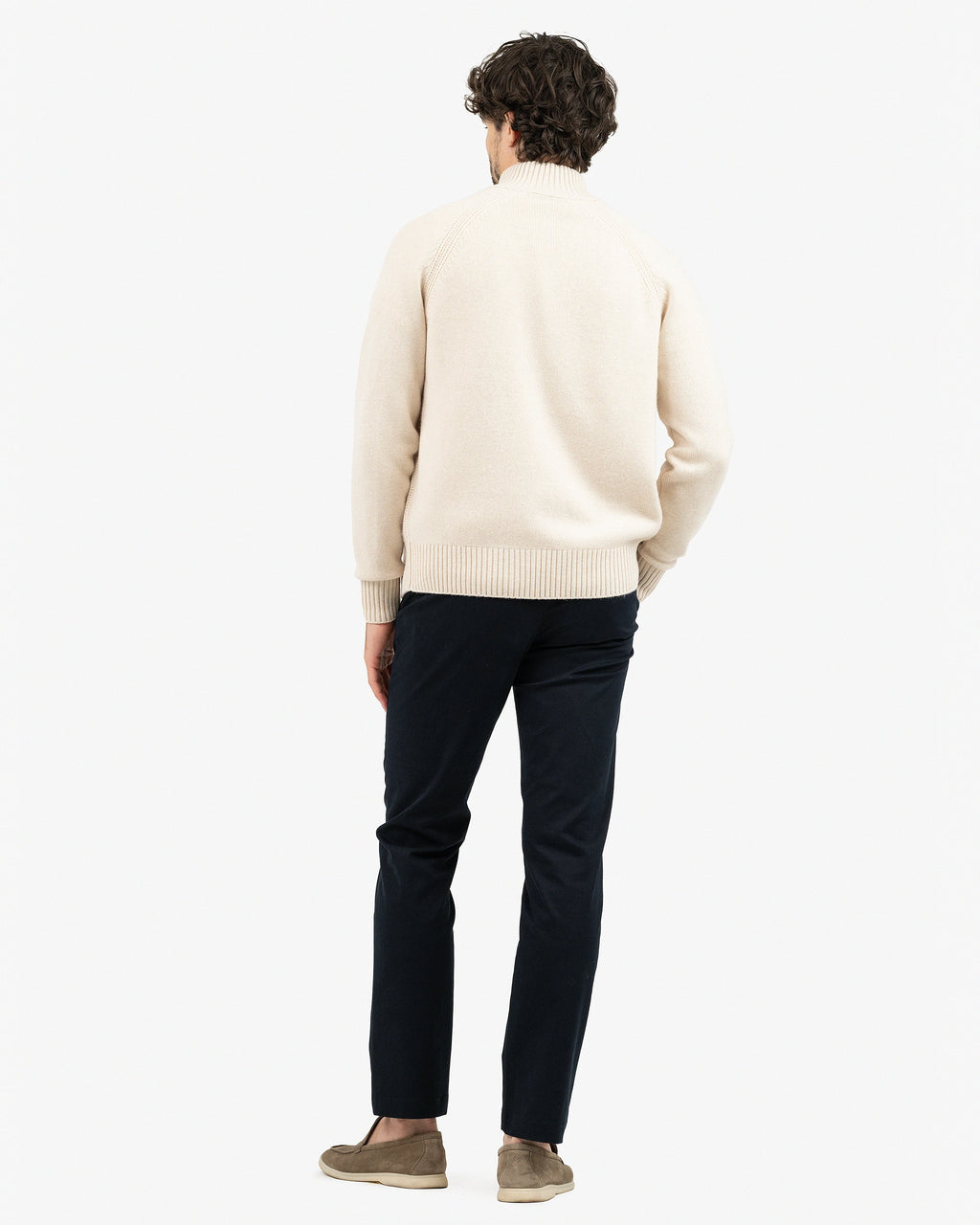 Men's Ampezzo Zip Cardigan - Light Beige Cashmere