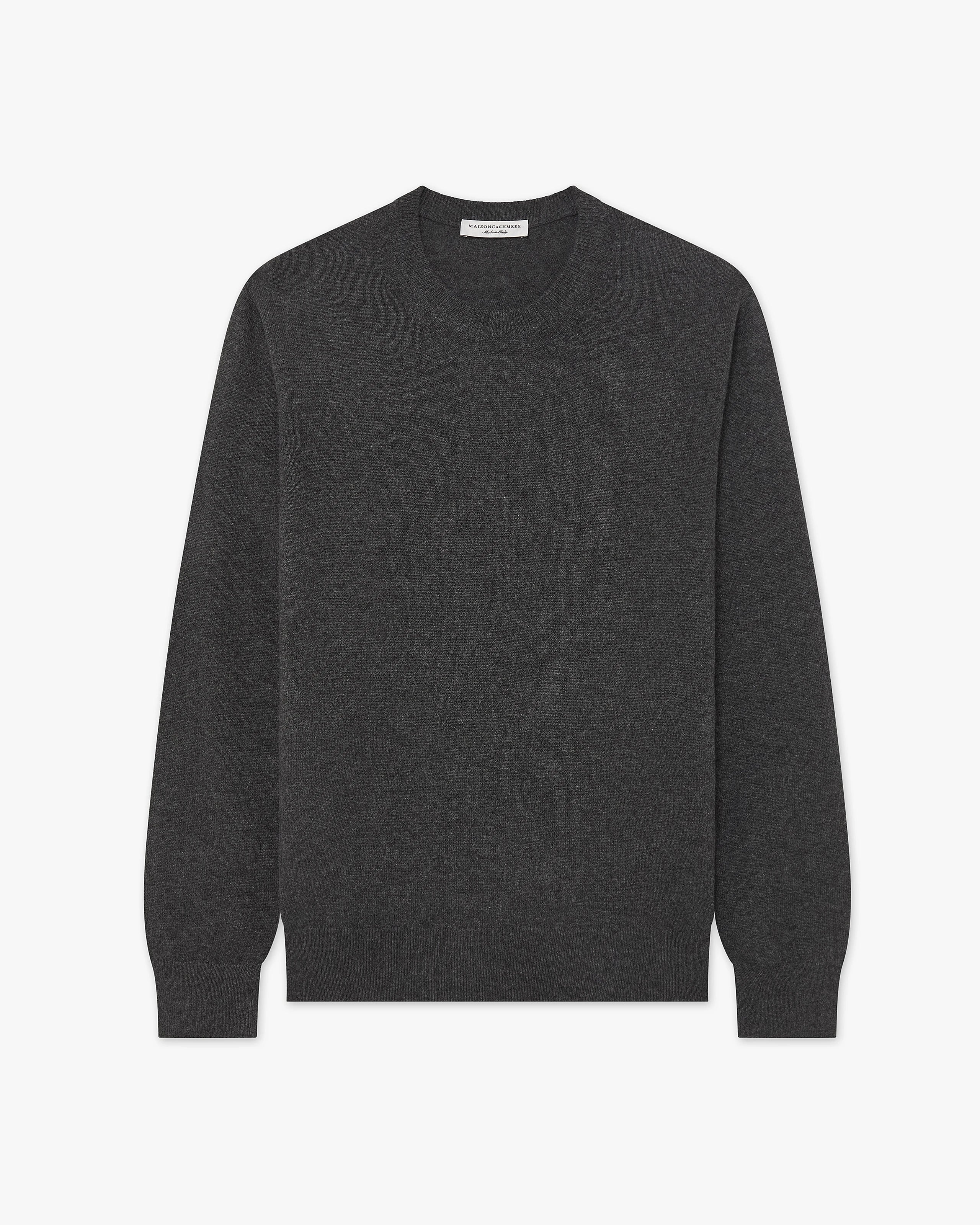 Men's Classic Crew Neck Sweater - Charcoal Cashmere
